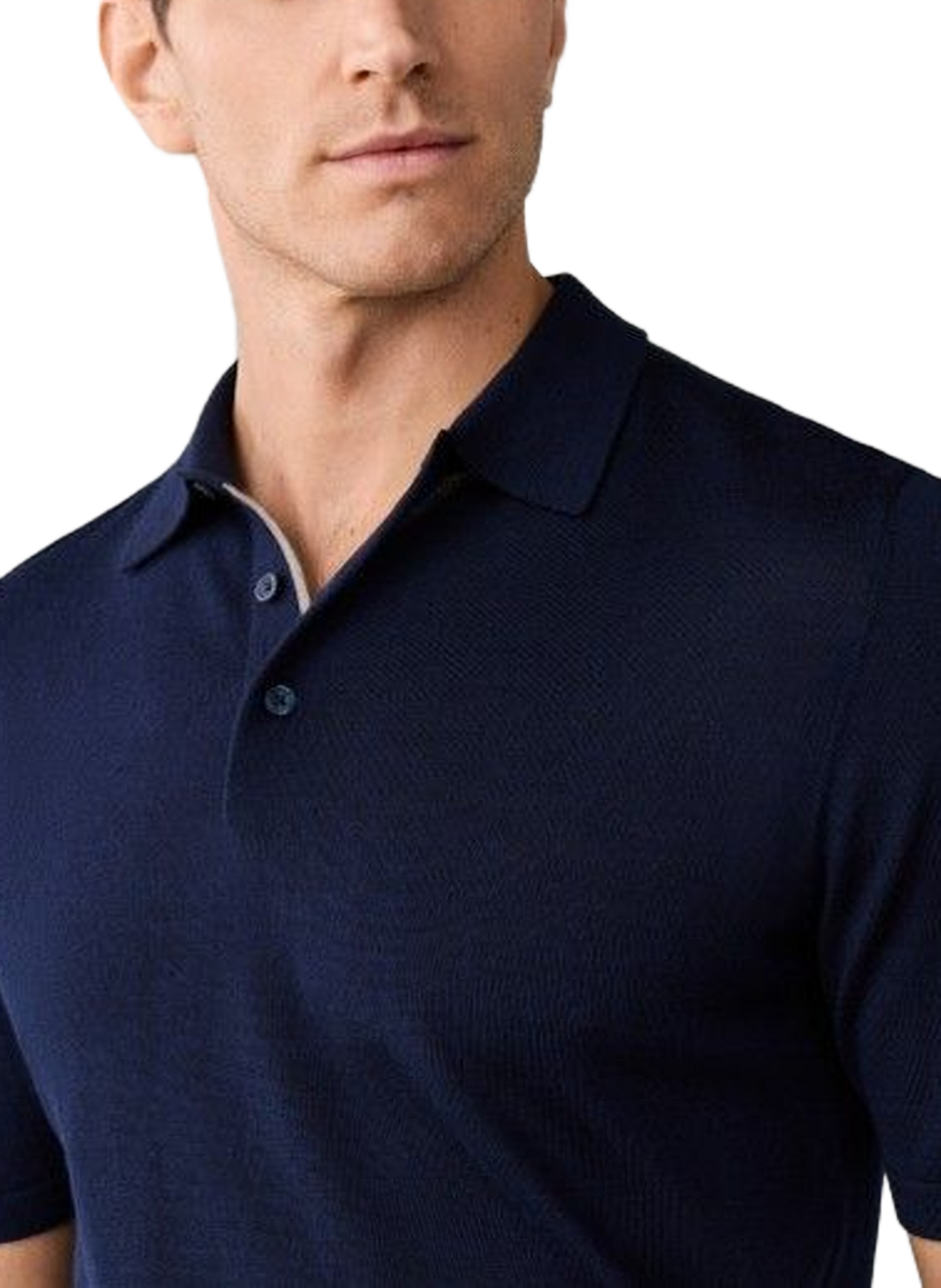 Polo droit en laine et soie HACKETT Bleu