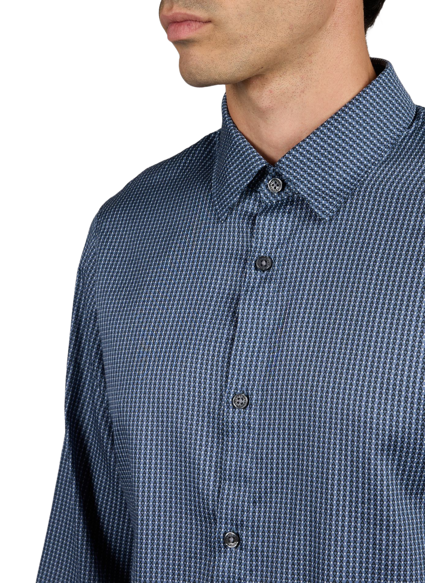 Gerade geschnittenes Hemd mit Baumwollmuster ARMANI EXCHANGE Blau