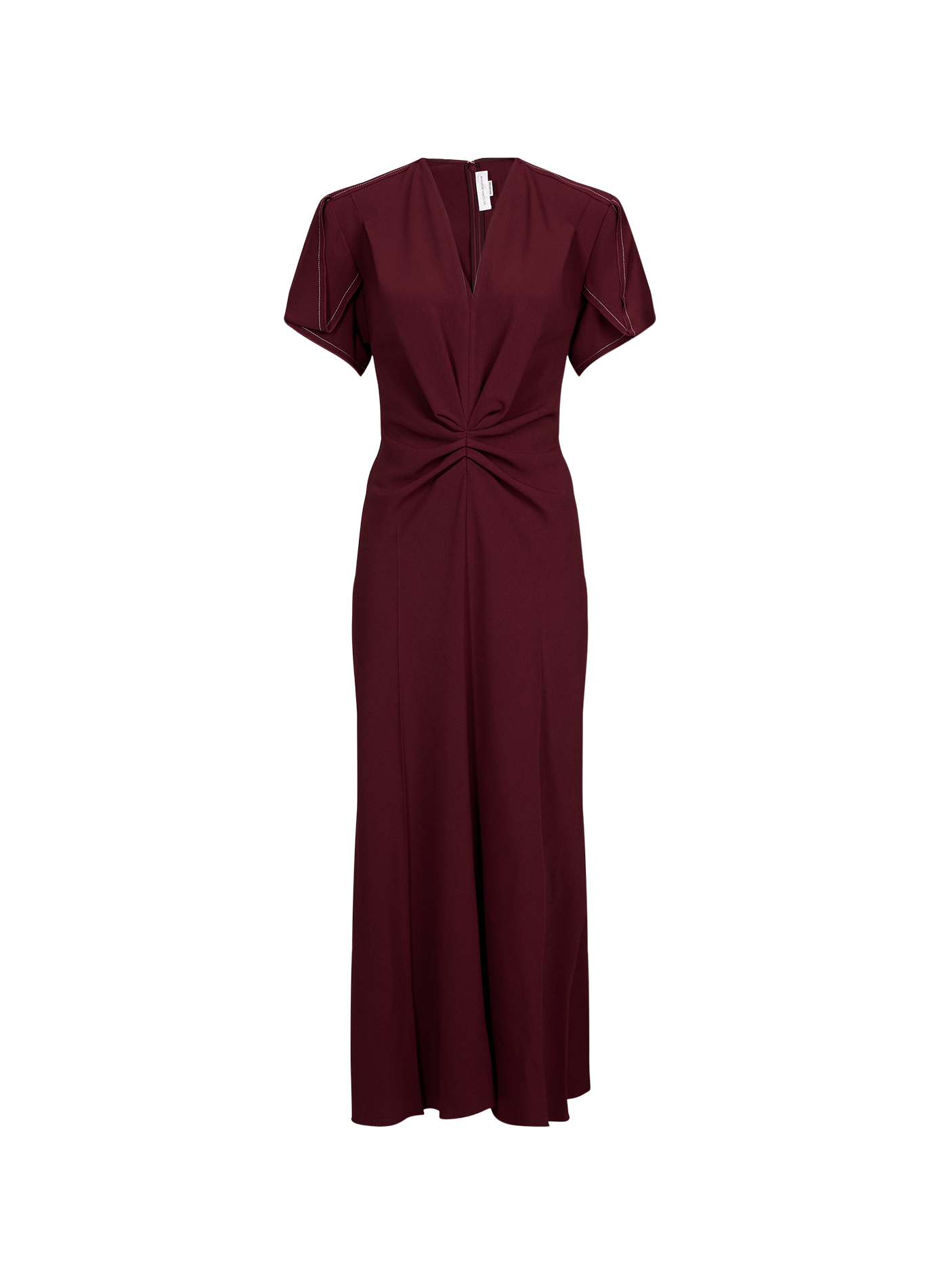 Langes V-Ausschnitt-Kleid mit Raffungen VICTORIA BECKHAM Rot