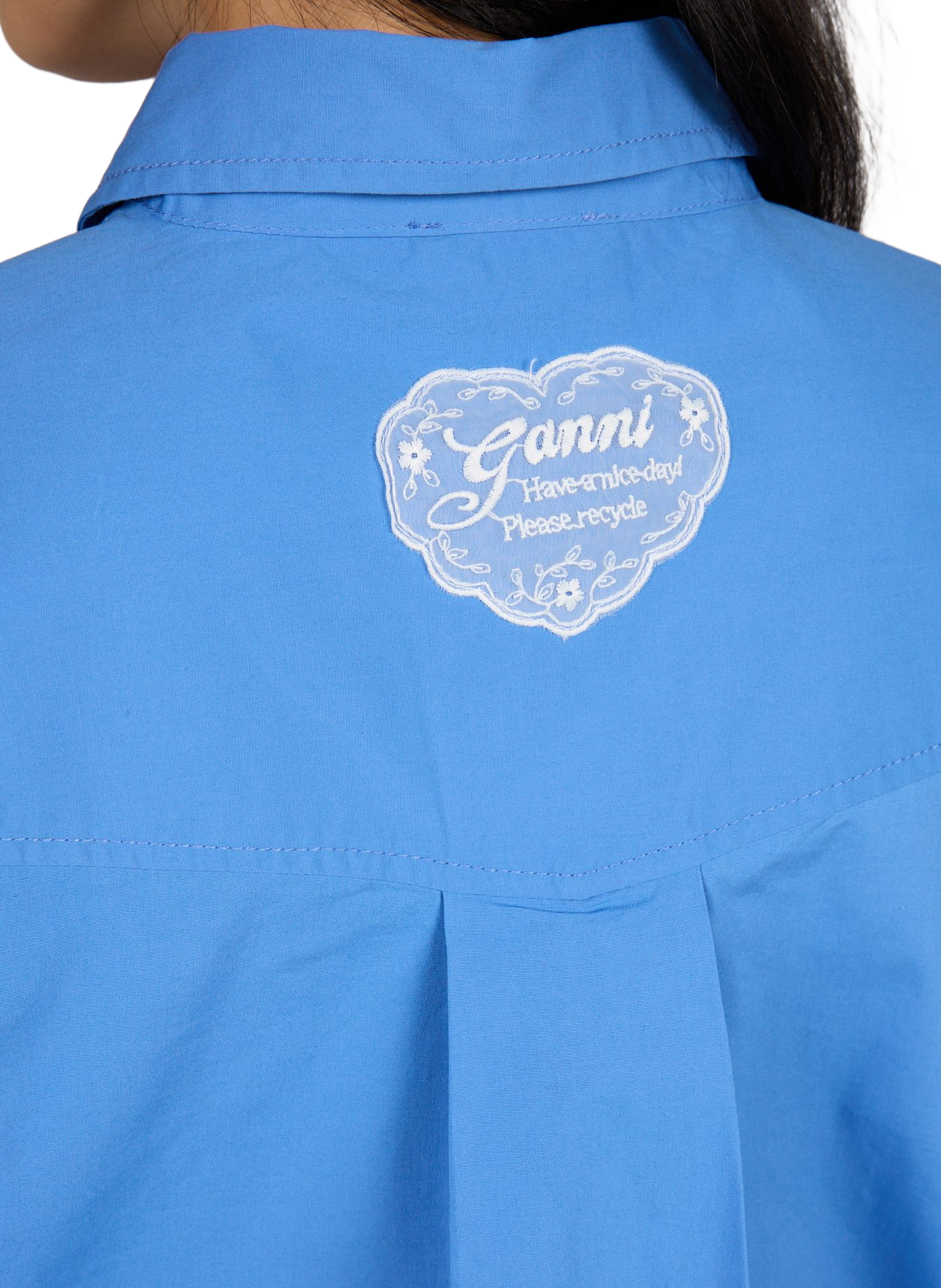 Embroidered shirt in blended cotton GANNI Blue