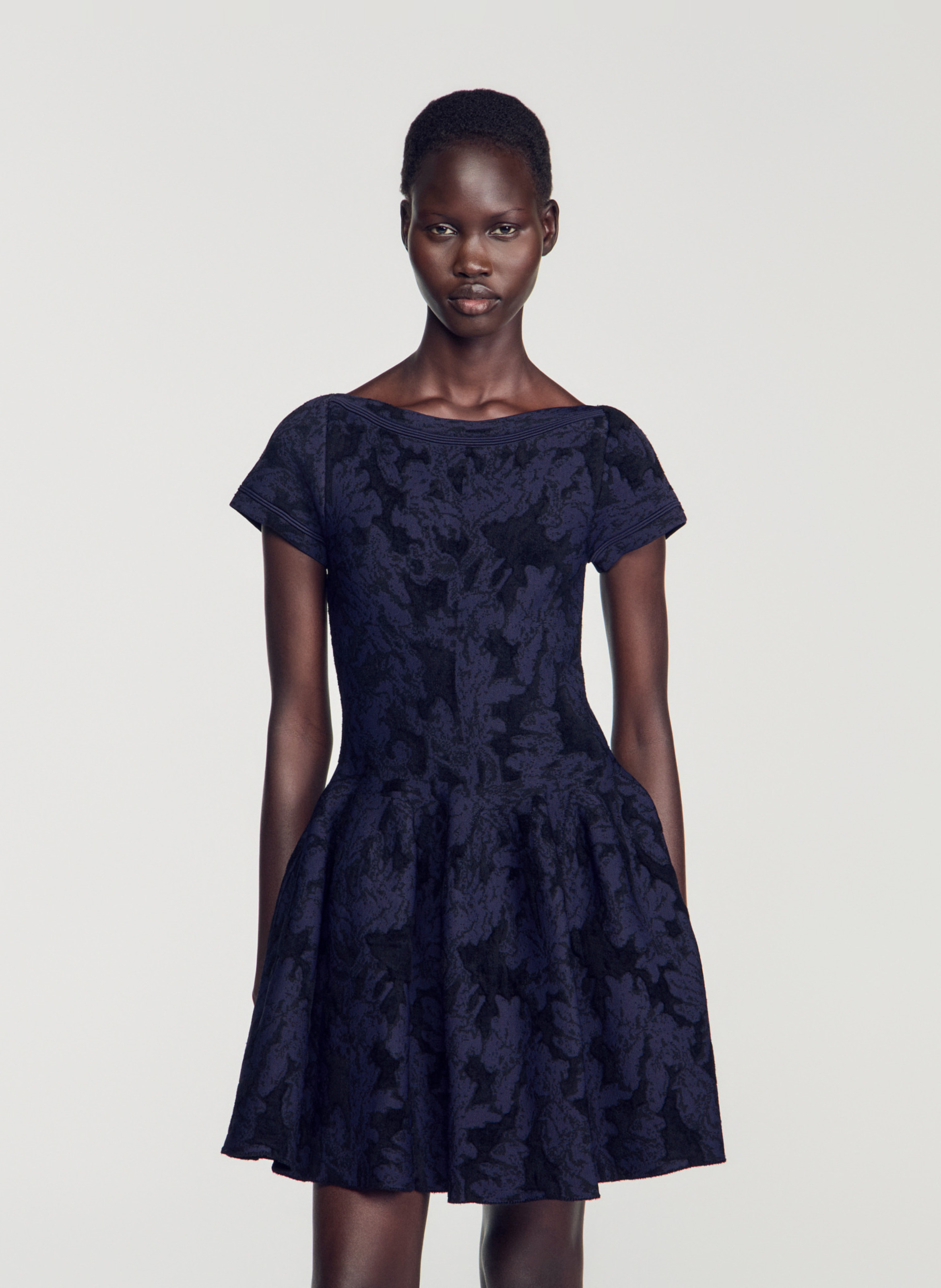 Robe courte évasée imprimée SANDRO Bleu