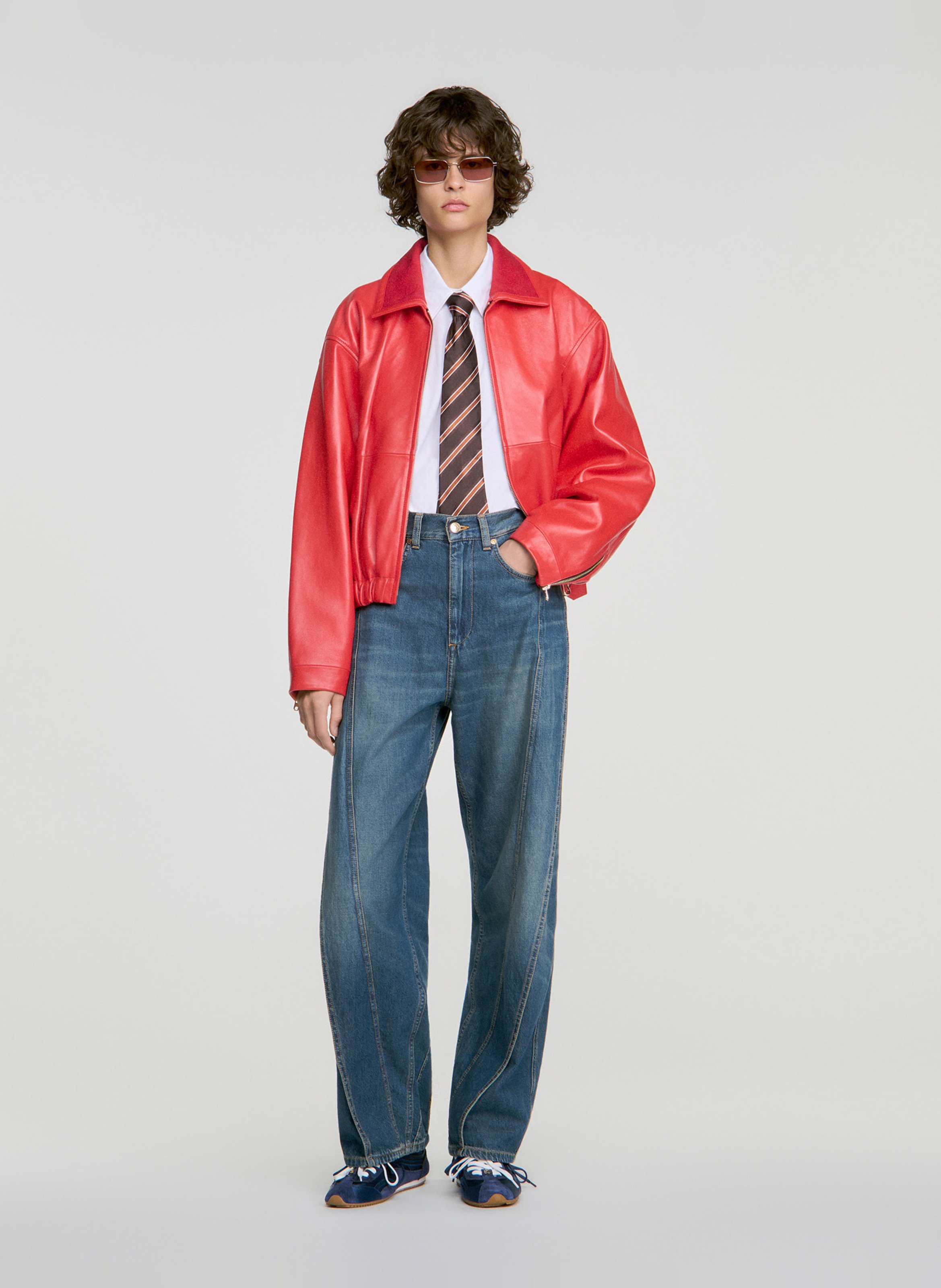 Jean large en coton SANDRO Bleu