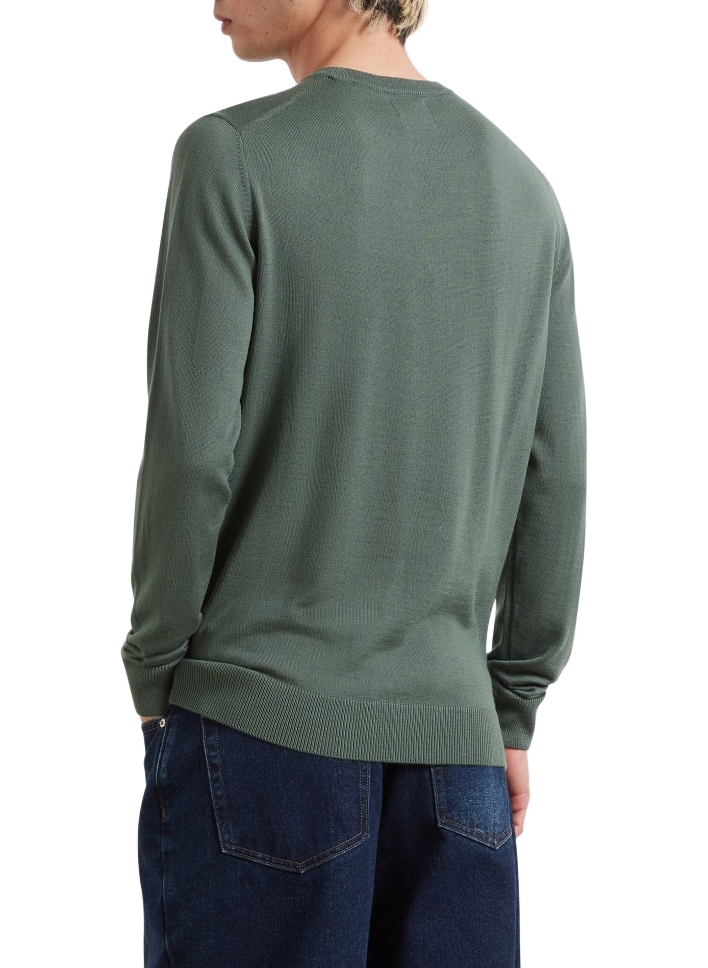 Rechte pullover van merinowol met geborduurd logo FARAH Groen