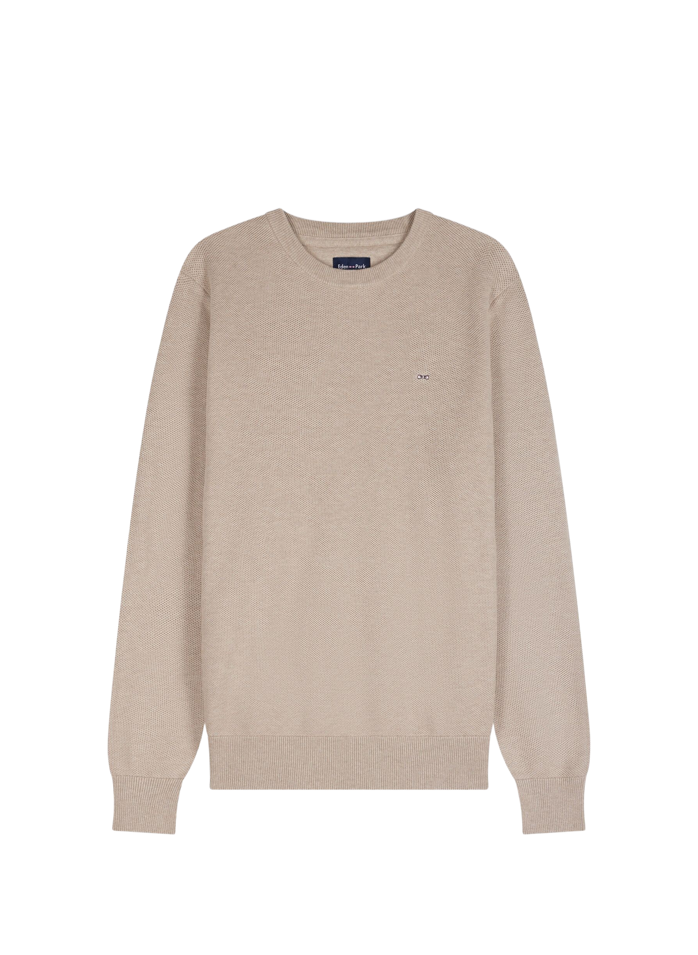 Pull col rond en coton EDEN PARK Beige