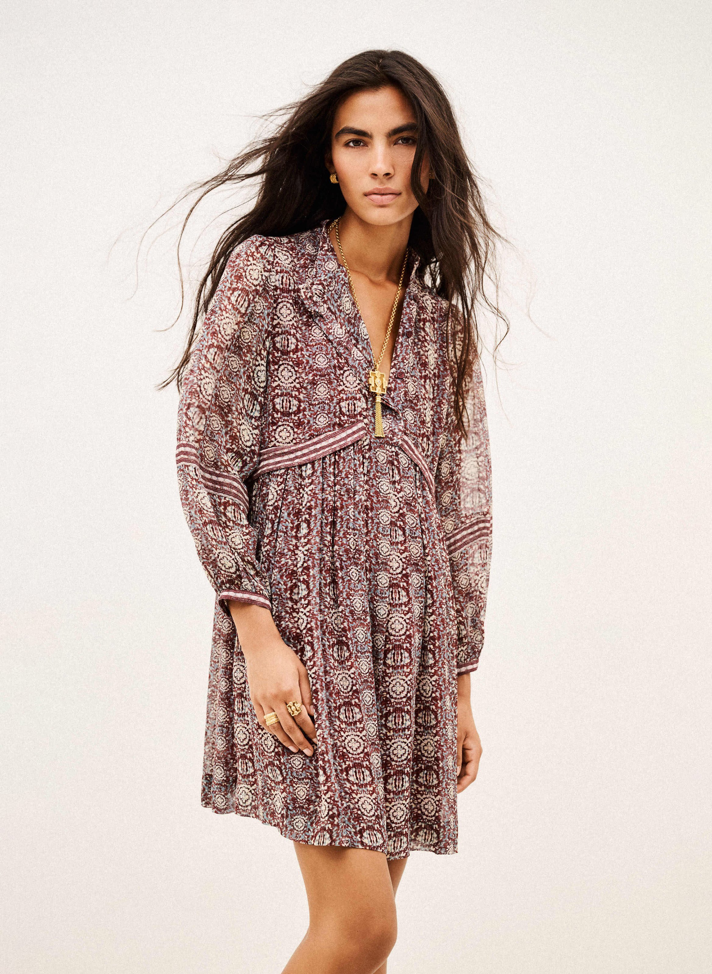 Robe courte ample imprimée dune BA&SH Violet