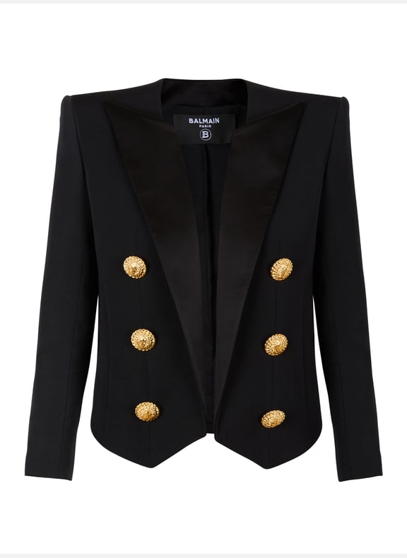 Spencer 6boutons bord à bord en grain de poudre Noir by BALMAIN BALMAIN Spencer 6boutons bord à bord en grain de poudre Noir