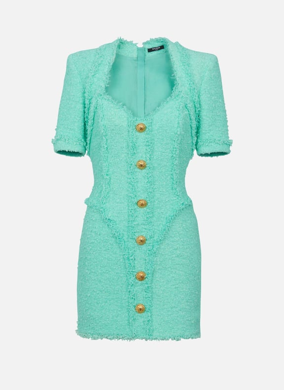 Robe en tweed à boutons Bleu by BALMAIN BALMAIN Robe en tweed à boutons Bleu