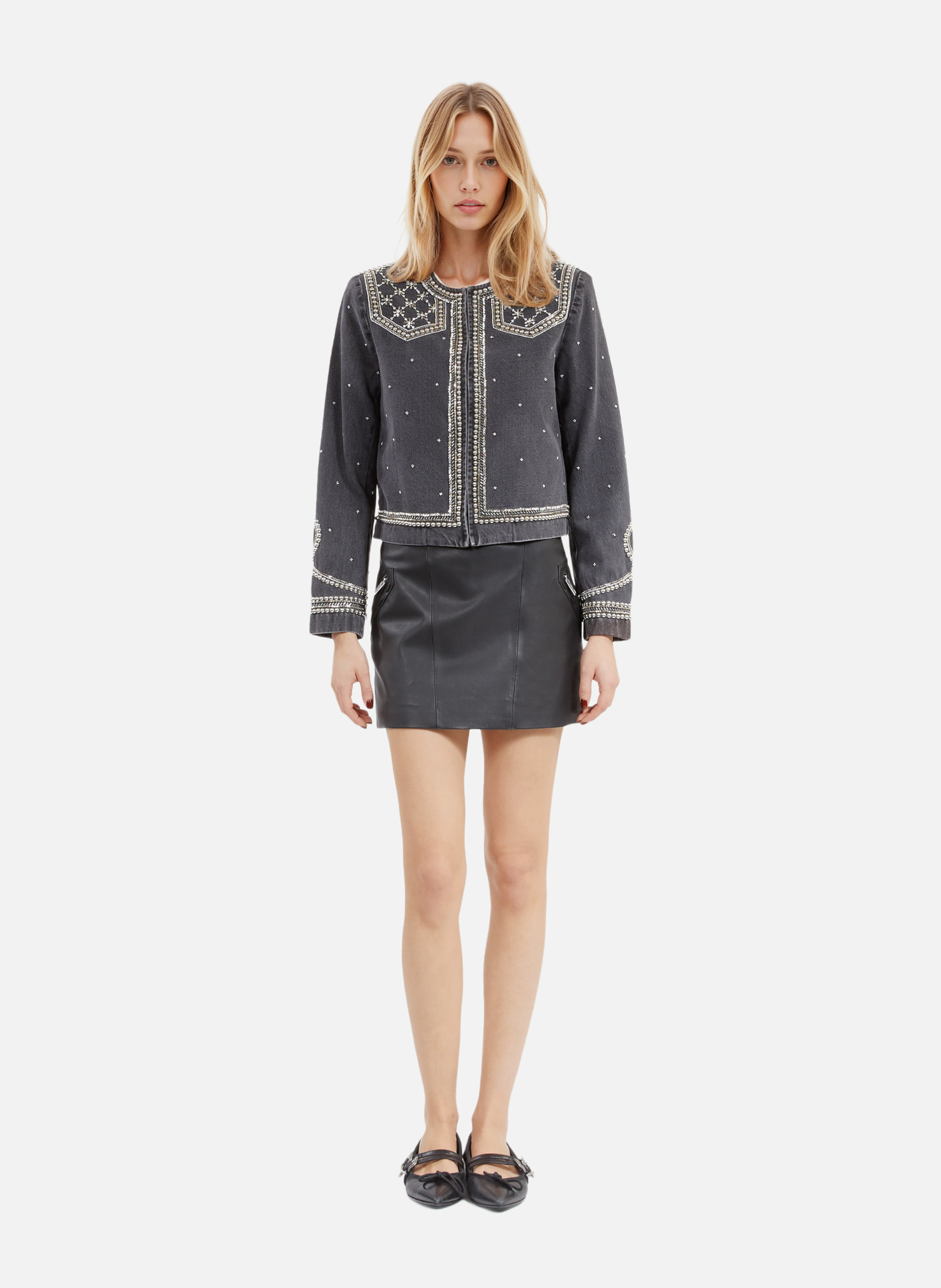 Veste en denim avec studs et perles THE KOOPLES 