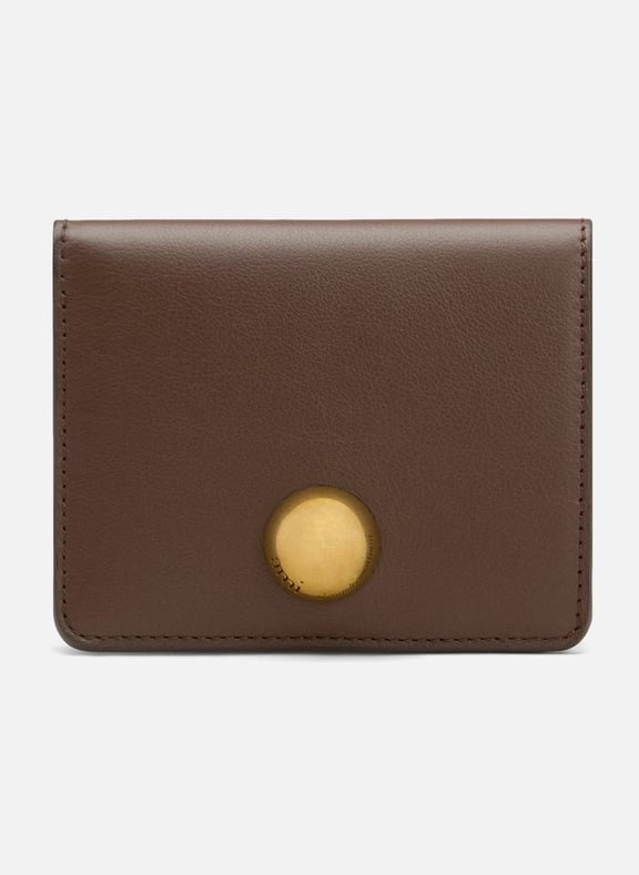 Portefeuille plié carrousel en cuir lisse unisexe Marron by AMI PARIS AMI PARIS Portefeuille plié carrousel en cuir lisse unisexe Marron
