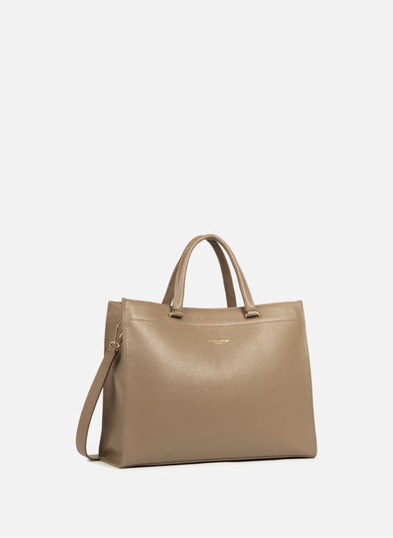 Grand sac cabas épaule - foulonné double | Marron by LANCASTER Grand sac cabas épaule - foulonné double Marron