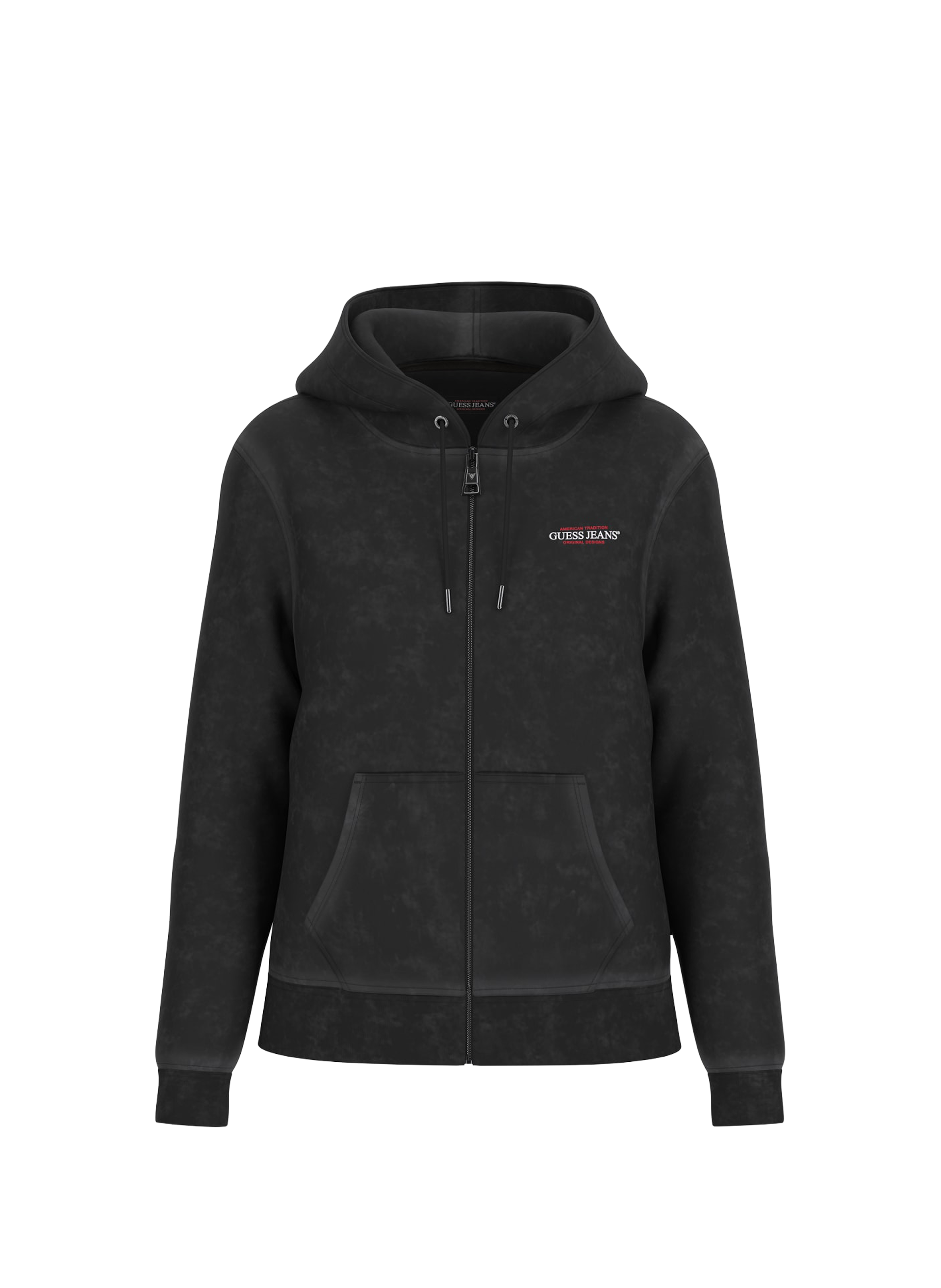 GUESS Hoodie à glissière en coton Noir
