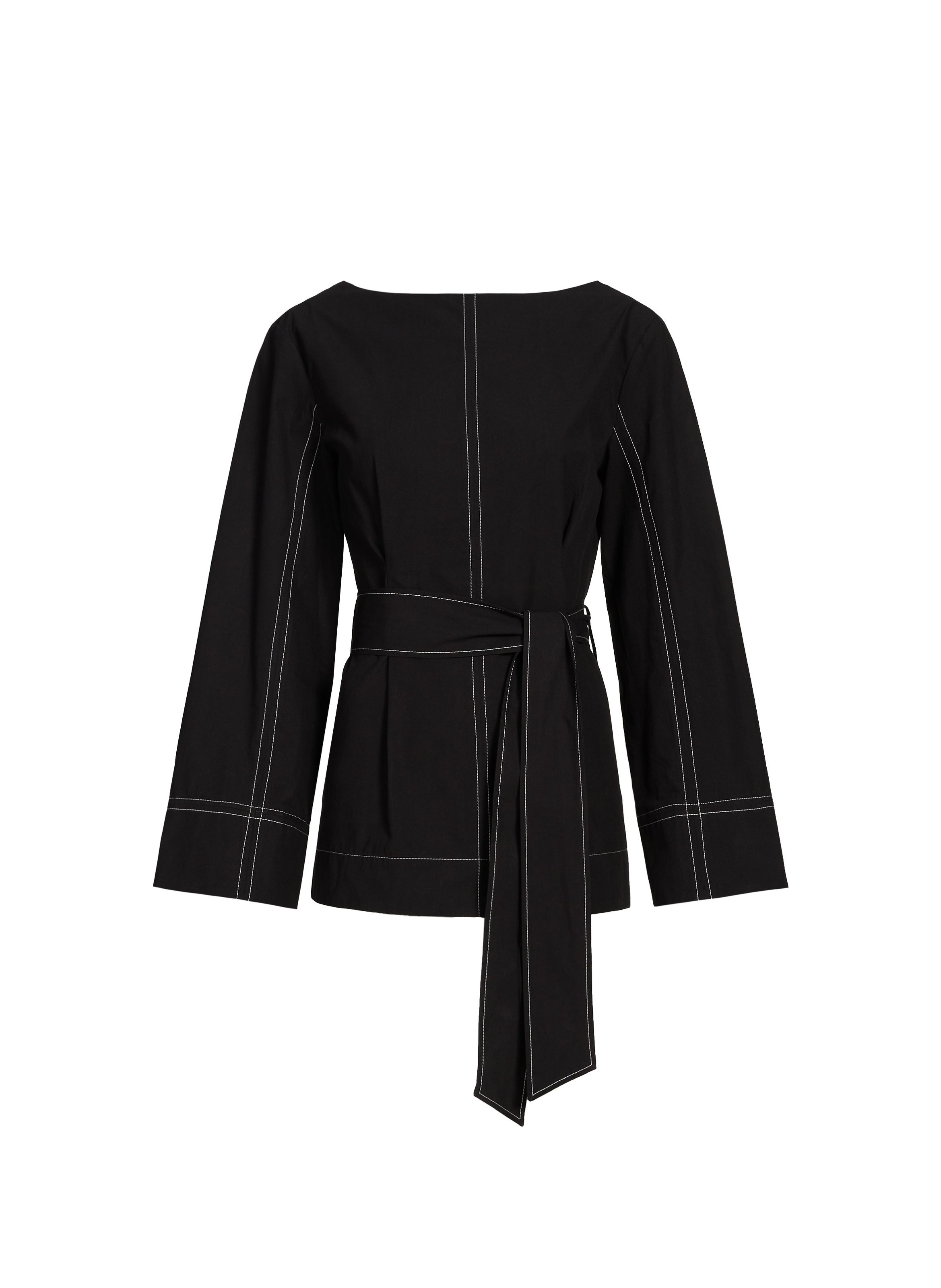 Chemisier ceinturé en coton TOPSHOP Noir