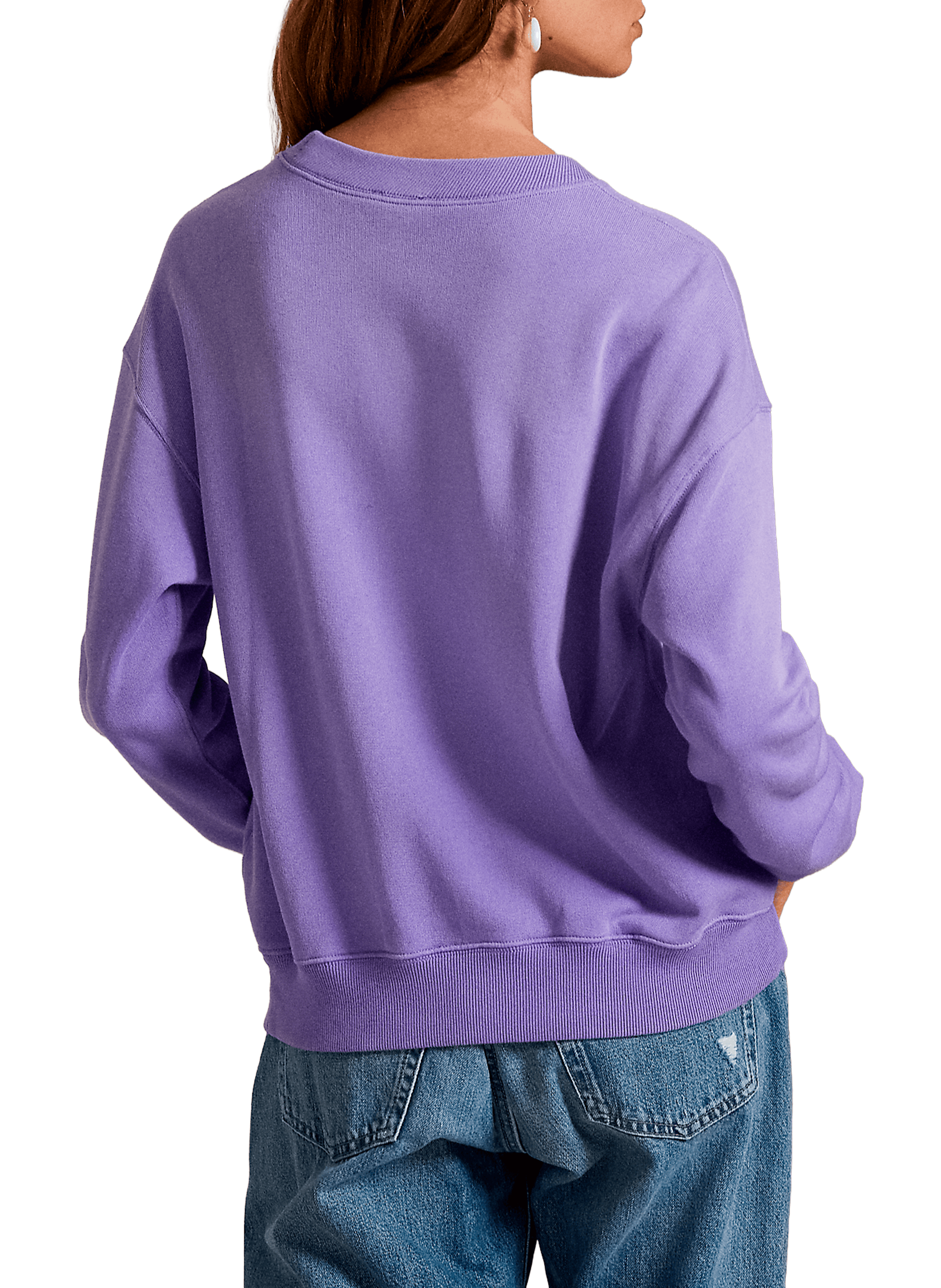 Pull col rond en coton mélangé POLO RALPH LAUREN Violet