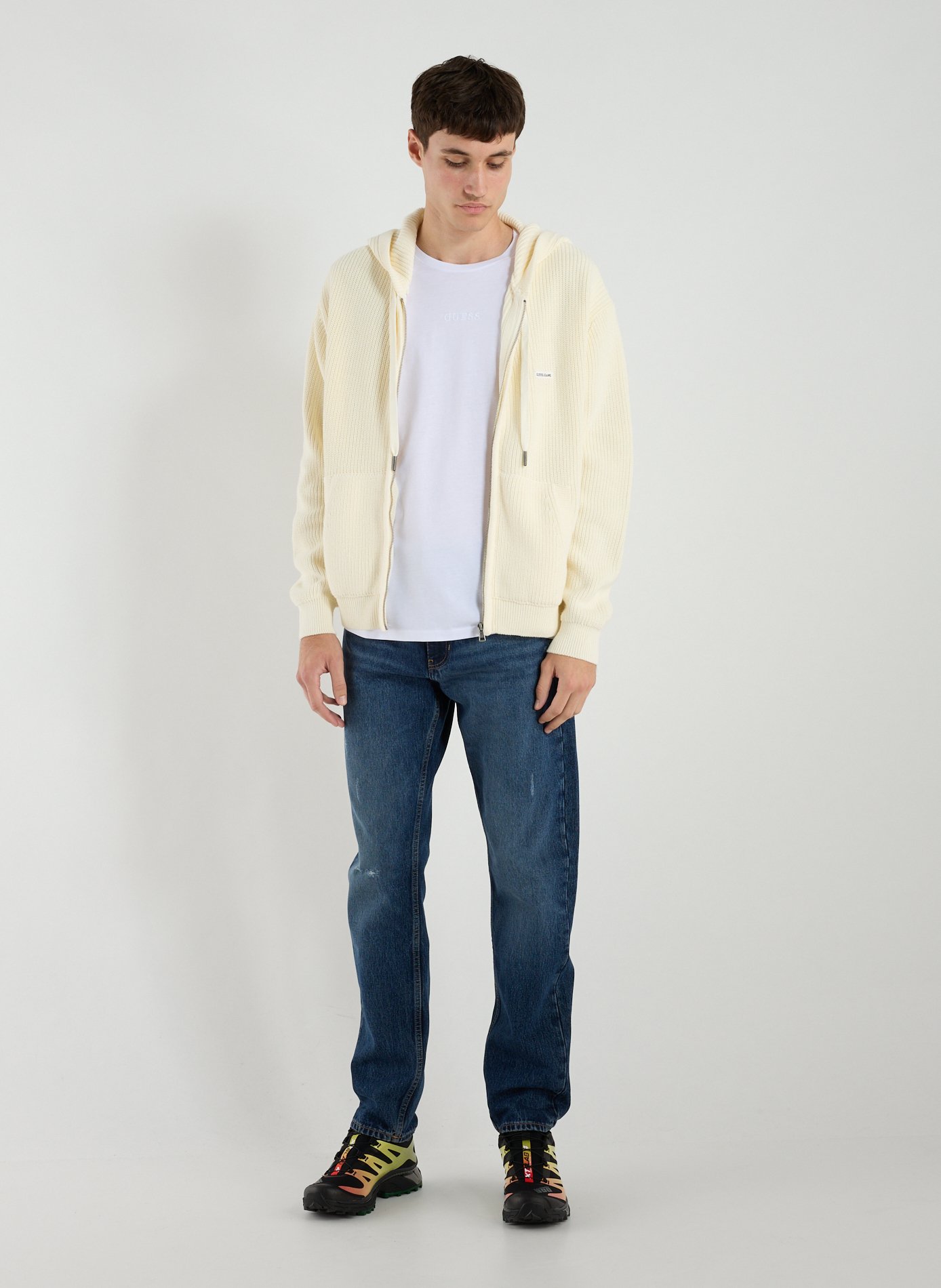 Cotton hoodie GUESS Beige