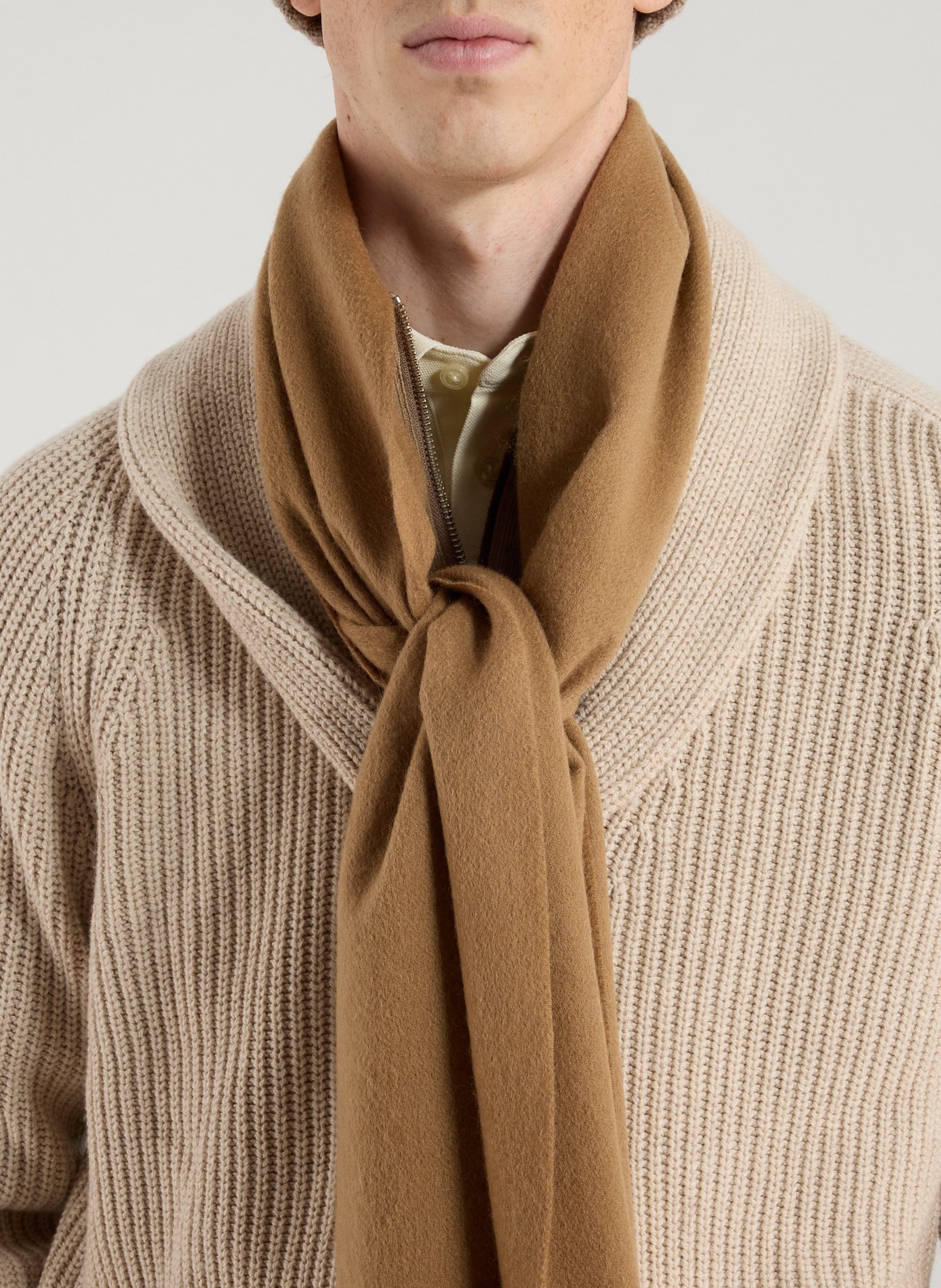 Cashmere scarf with fringed edges HACKETT Beige
