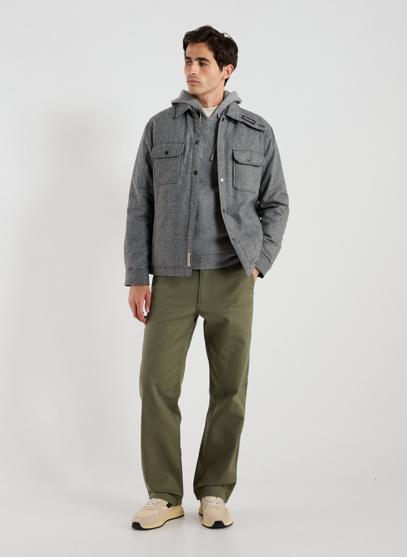 Surchemise col classique en laine mélangée WOOLRICH Gris