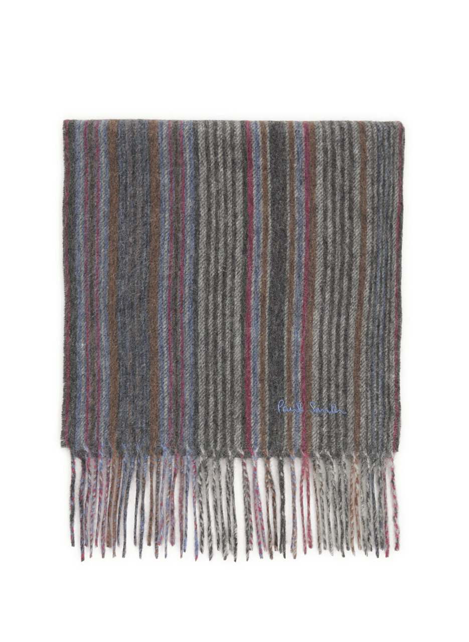 PAUL SMITH Echarpe à rayures en laine vierge Gris