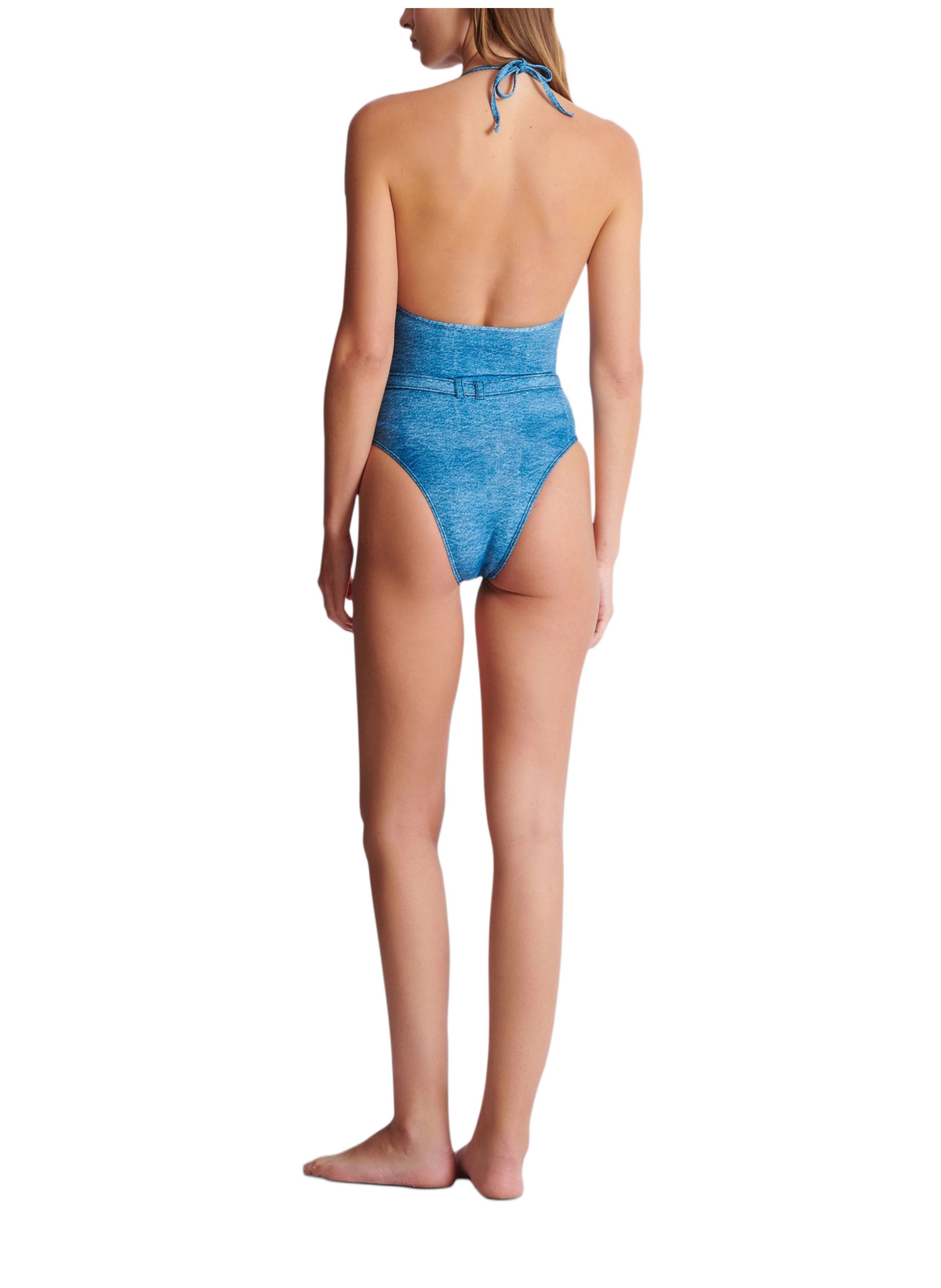 Maillot de bain 1 pièce denim BALMAIN Bleu
