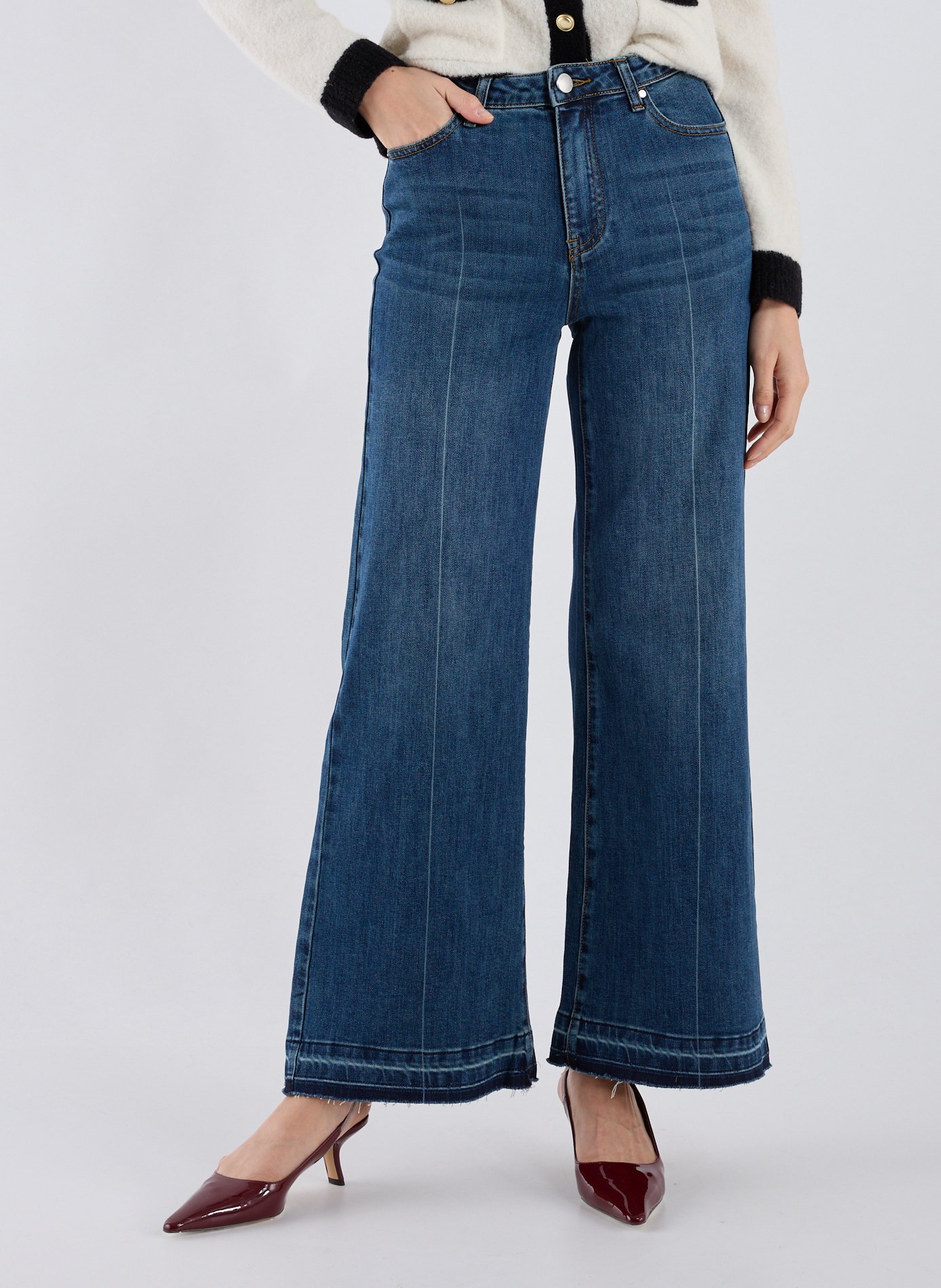 SUNCOO Jean évasé en coton mélangé Bleu