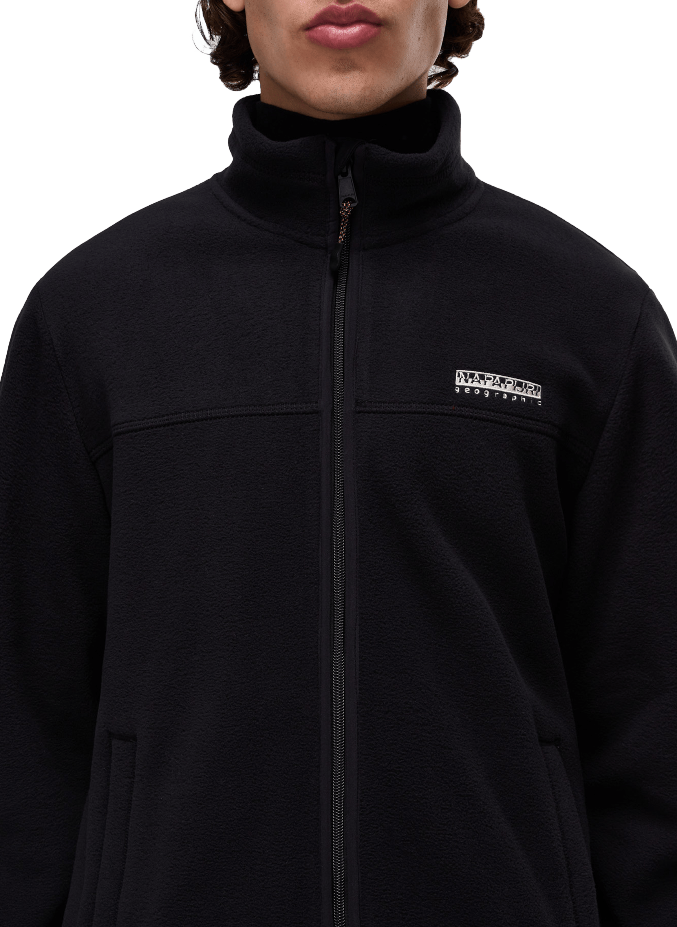 Straight fleece sweater with high collar in blended cotton NAPAPIJRI Black