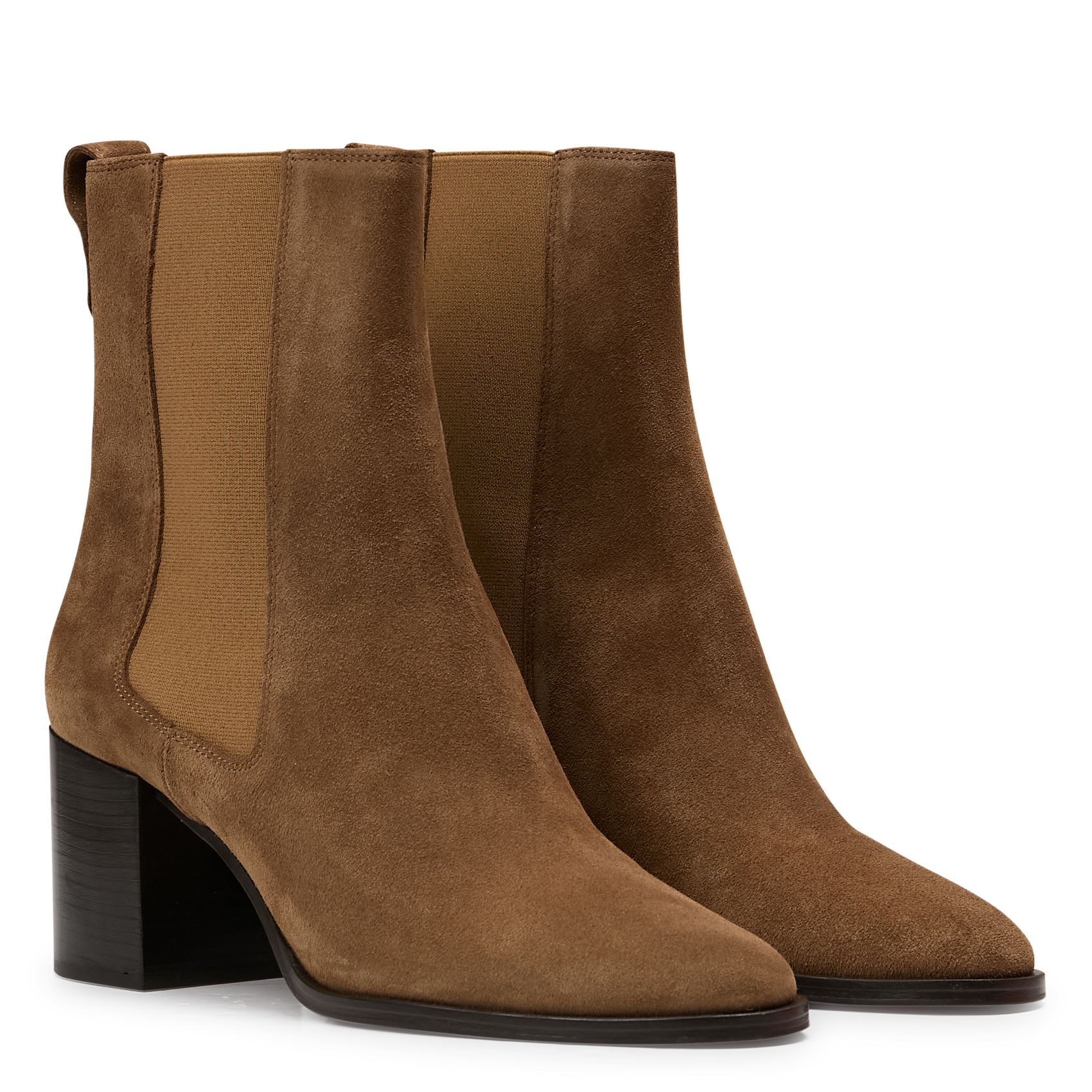 Bottines à talons en cuir velours n°663 RIVECOUR Marron