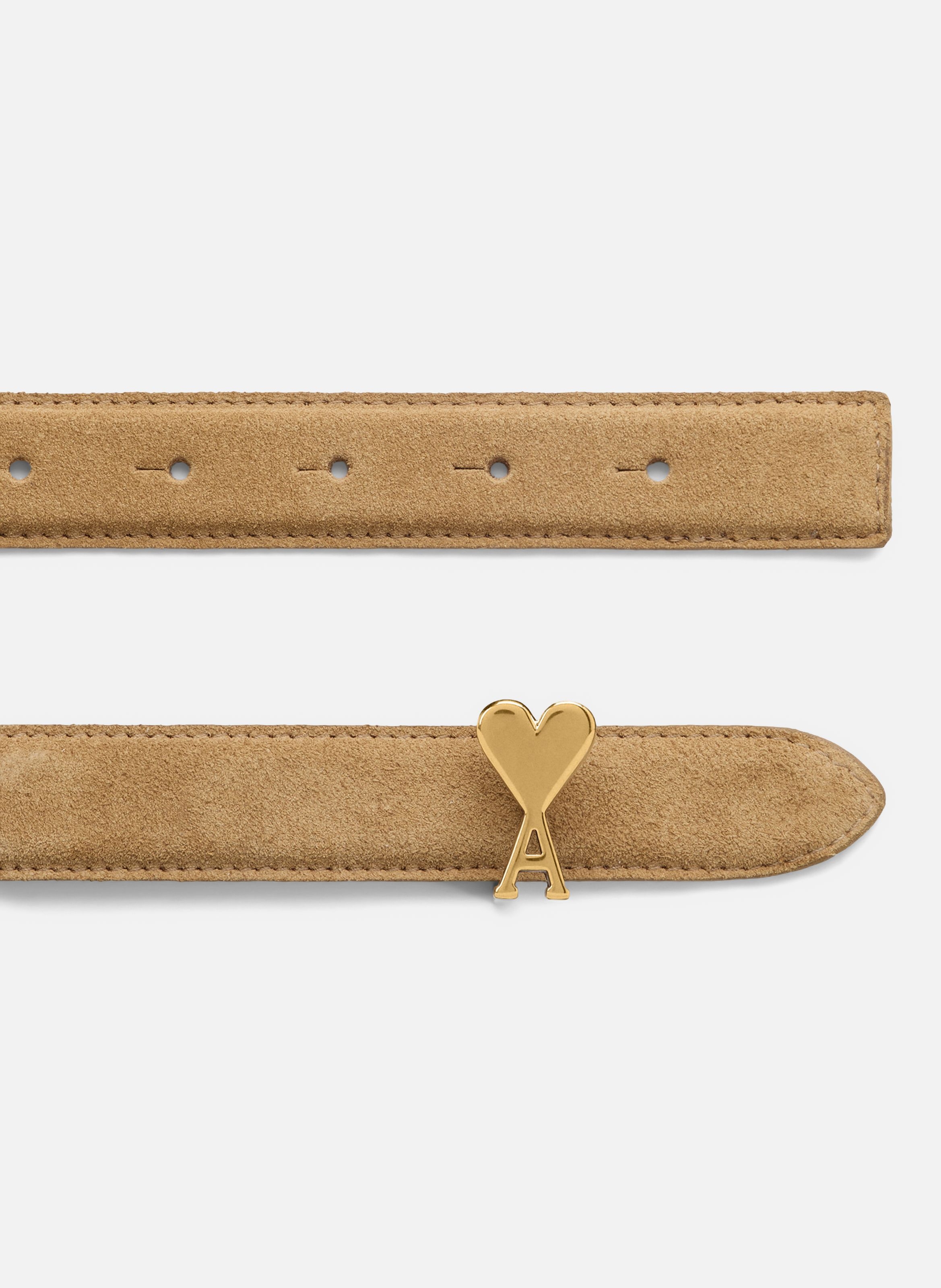 Ceinture boucle ami de coeur en cuir de vachette unisexe AMI PARIS Orange