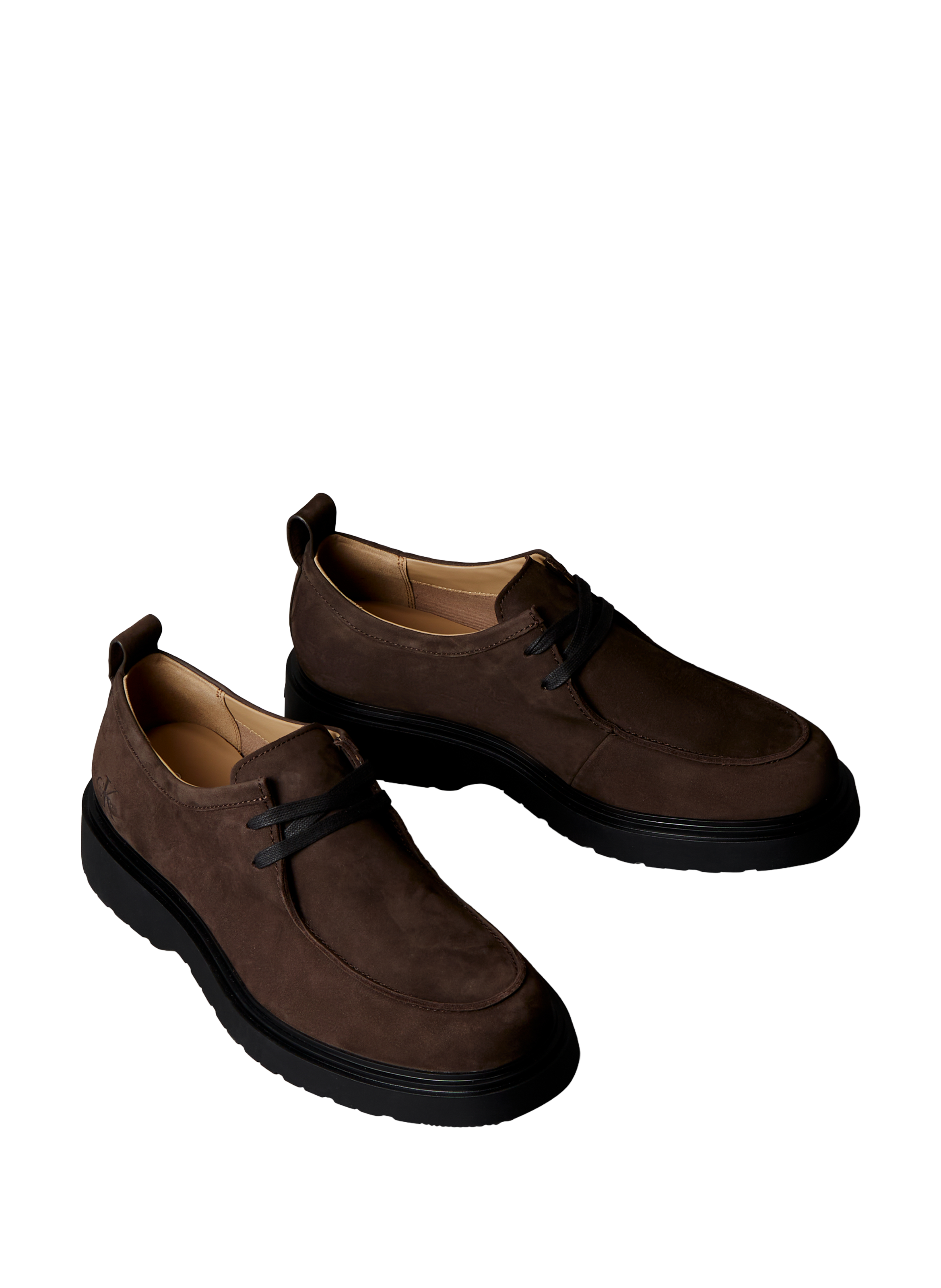 Suede leather lace-up derbies CALVIN KLEIN Brown