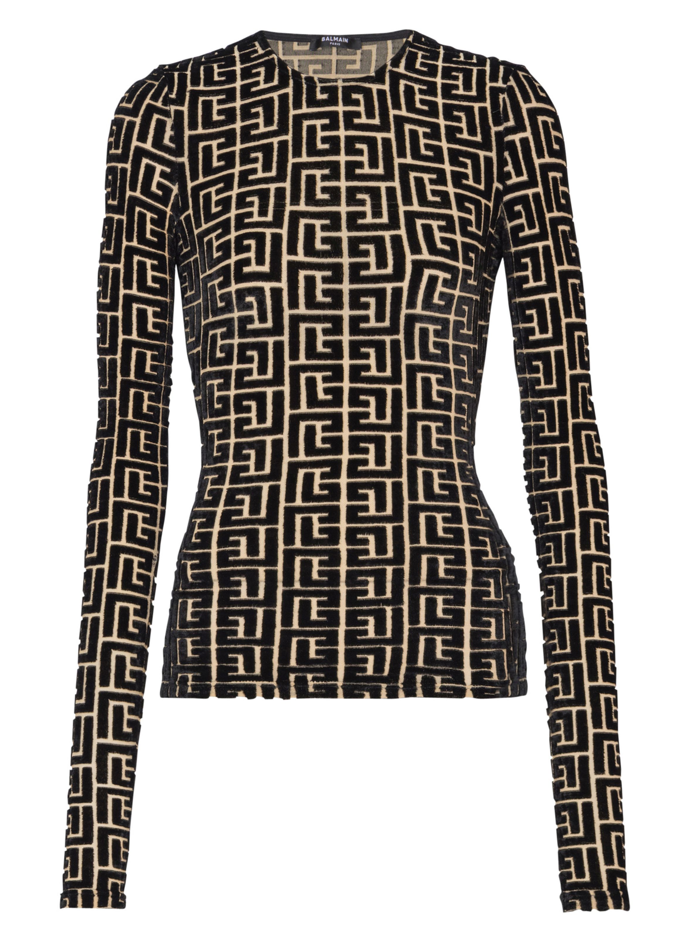 Top en velours monogramme BALMAIN Noir