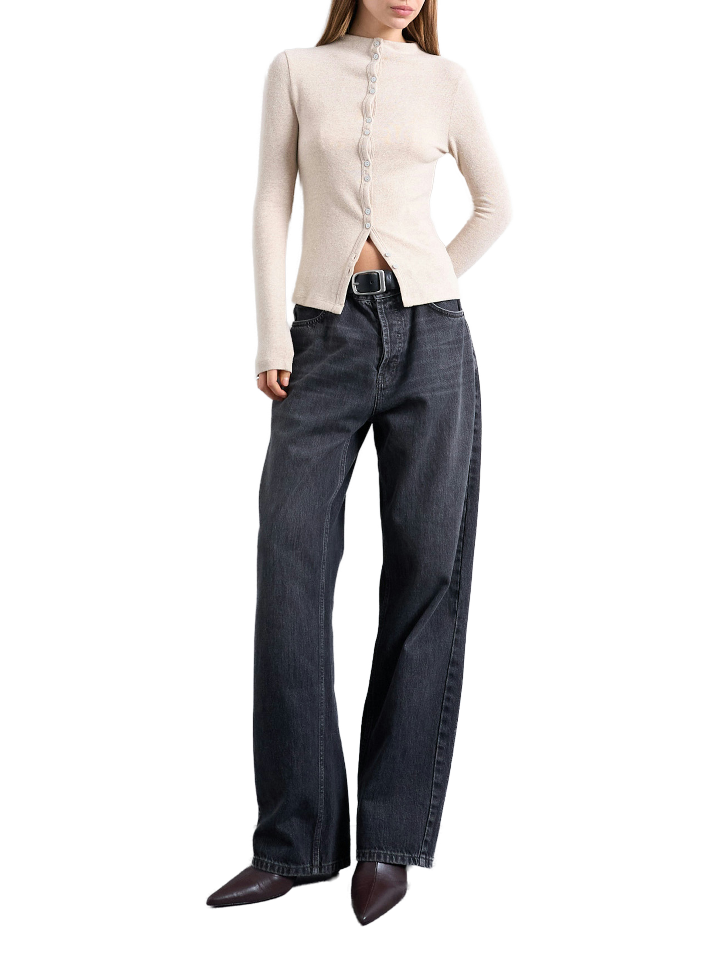 Cotton-blend cardigan TOPSHOP Beige