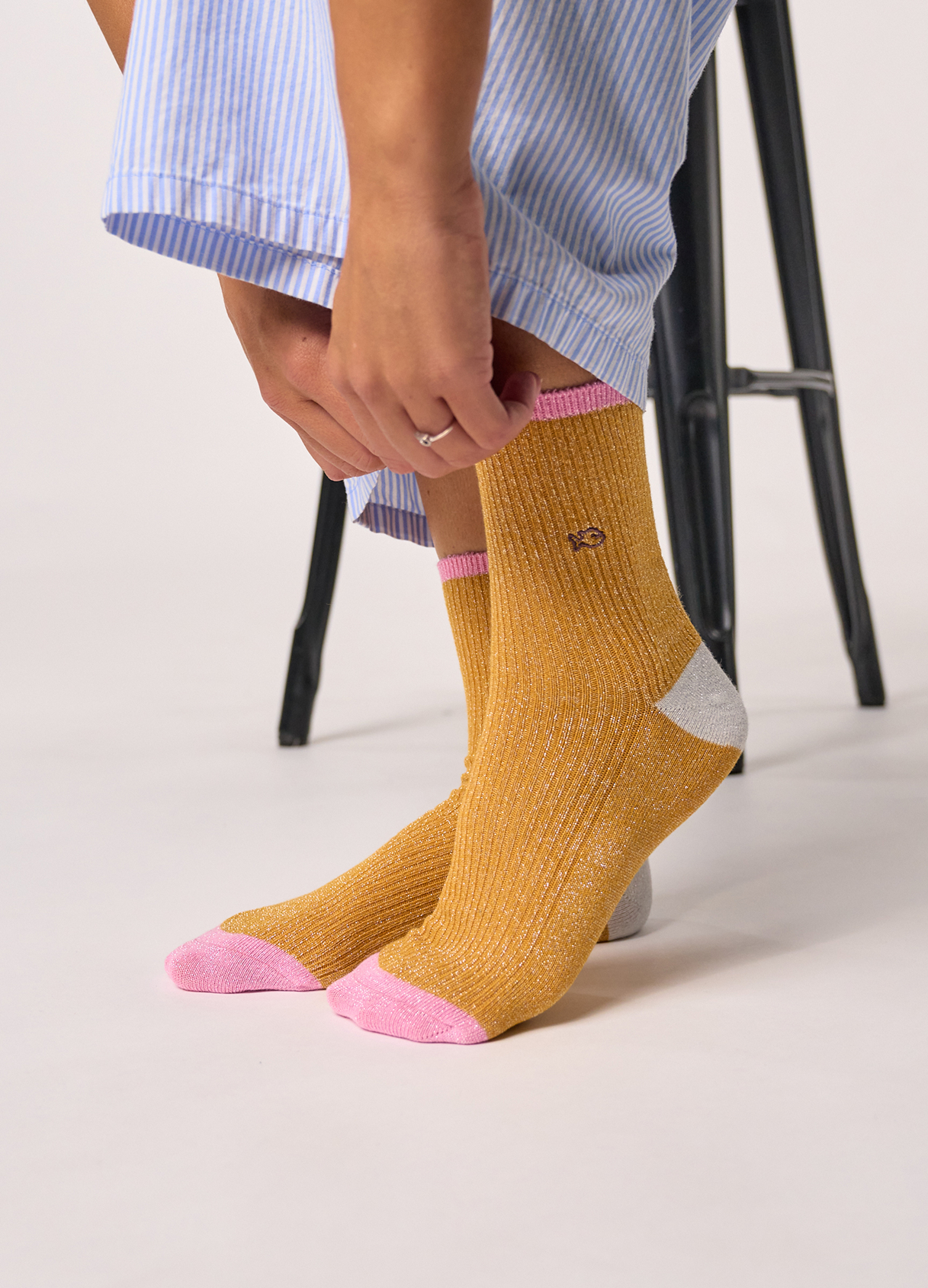 Chaussettes en coton peigné vintage BILLYBELT Jaune