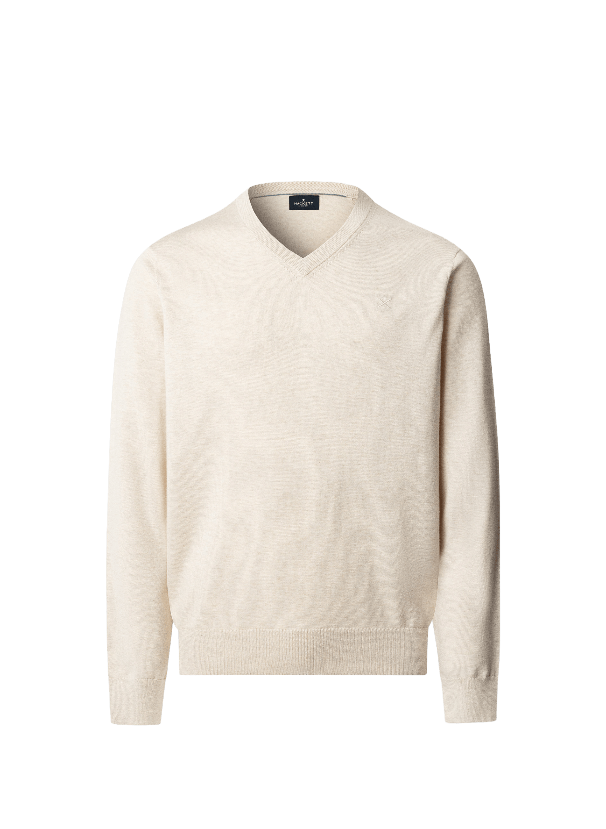V-neck cotton and silk sweater HACKETT Beige