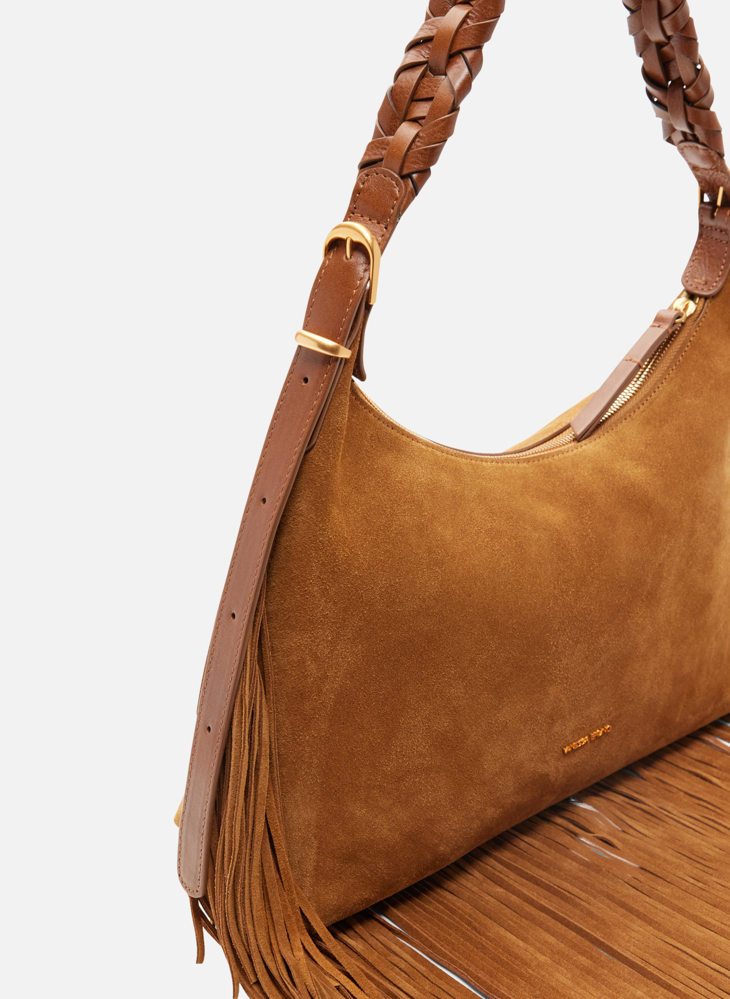 Petit sac hobo jess en cuir velours VANESSA BRUNO Marron