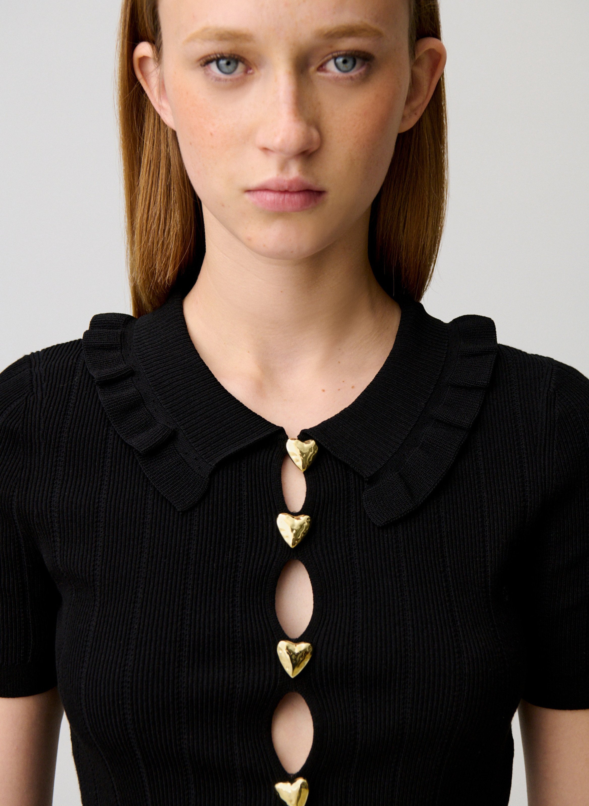 Pull ajusté col rond en maille CLAUDIE PIERLOT Noir