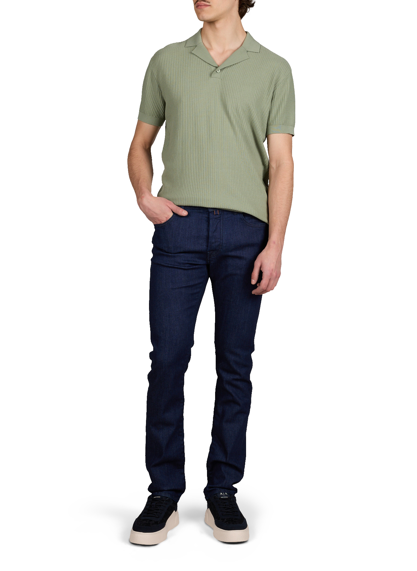 Textured cotton polo ARMANI EXCHANGE Green