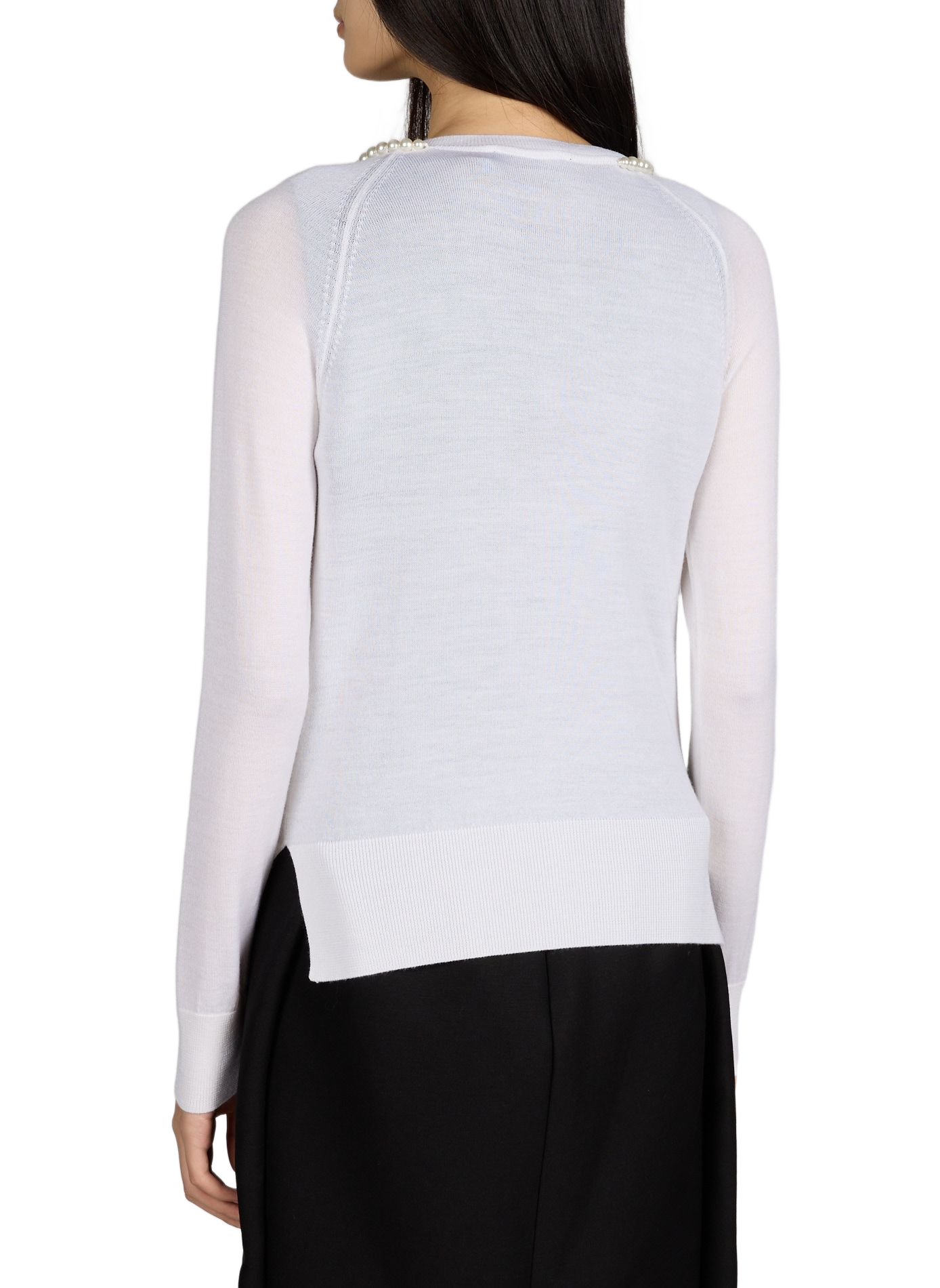 Cardigan in silk and merino wool adorned with pearls SIMONE ROCHA White