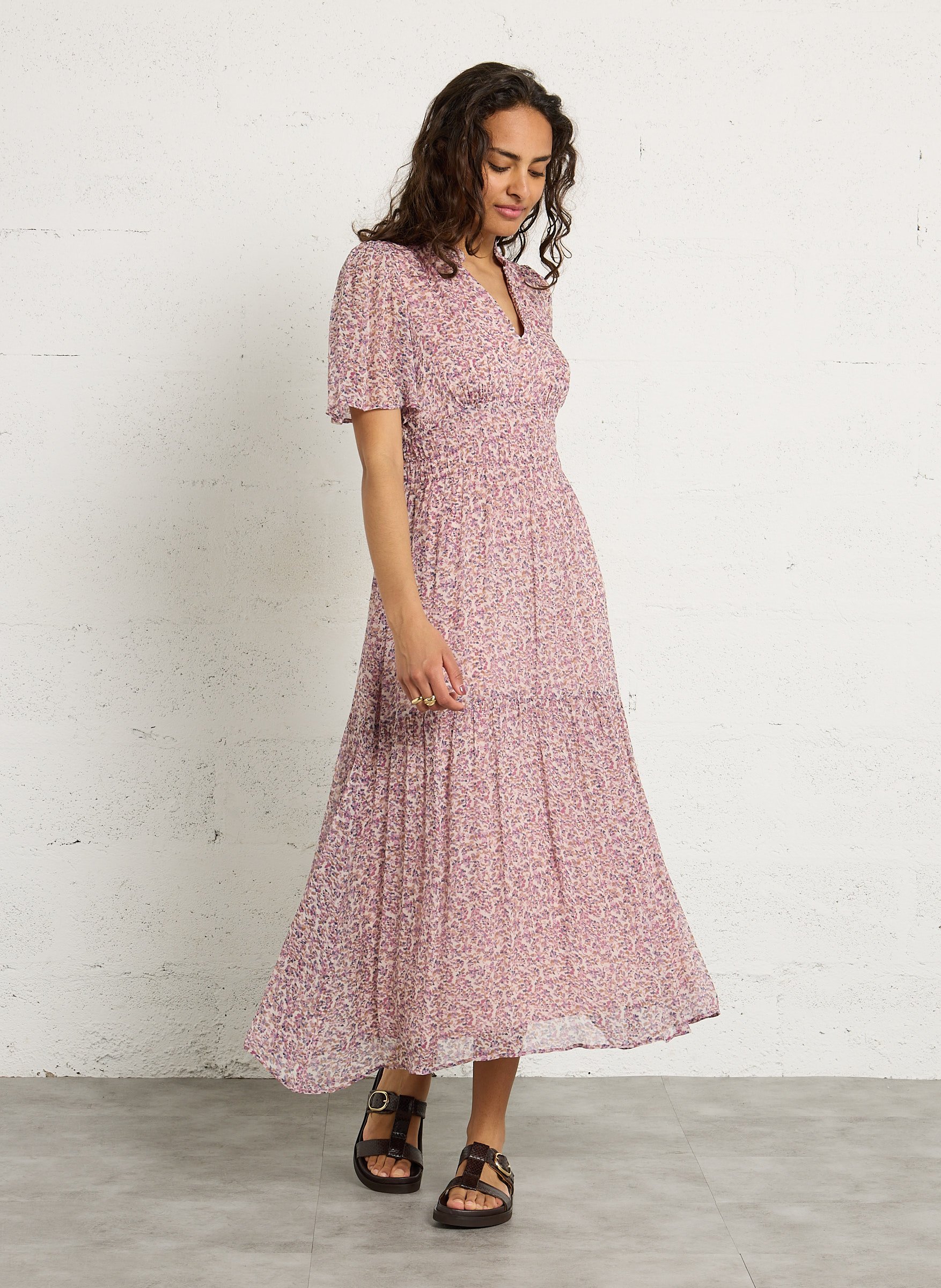 Robe longue évasée col v lana MAISON 123 Violet