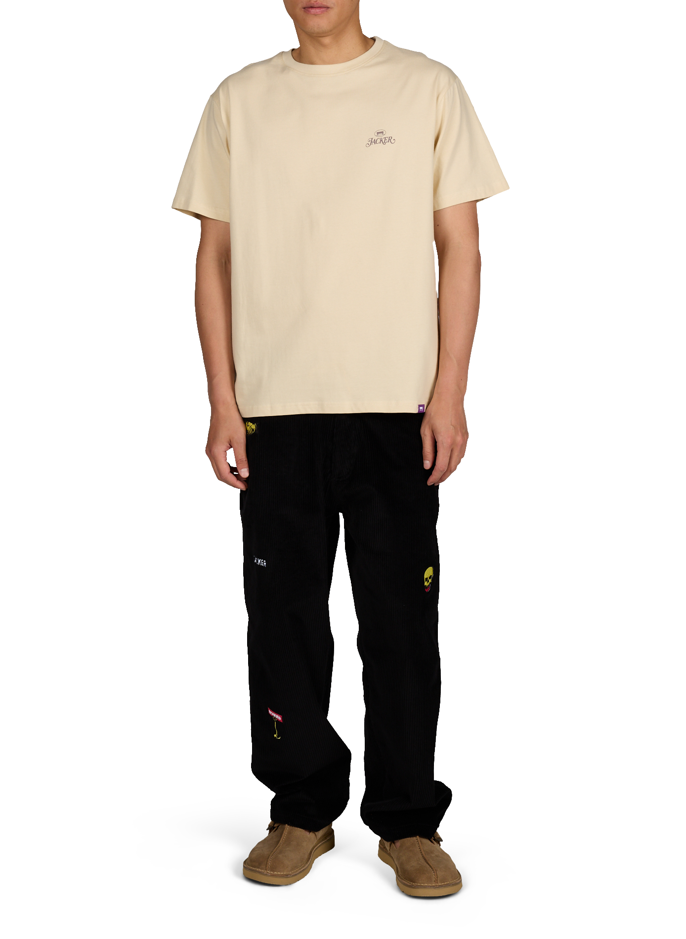 Camiseta recta estampada de algodón JACKER. Beige