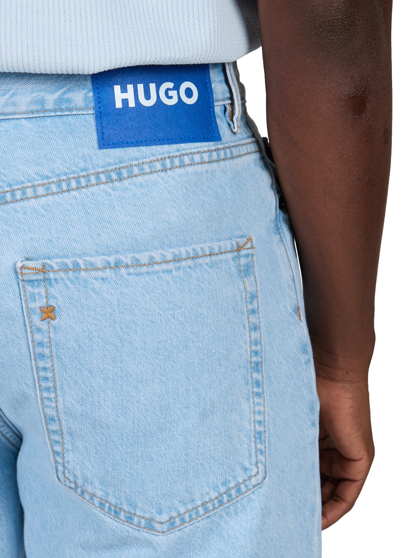 Short Skate en denim de coton HUGO BLUE Bleu