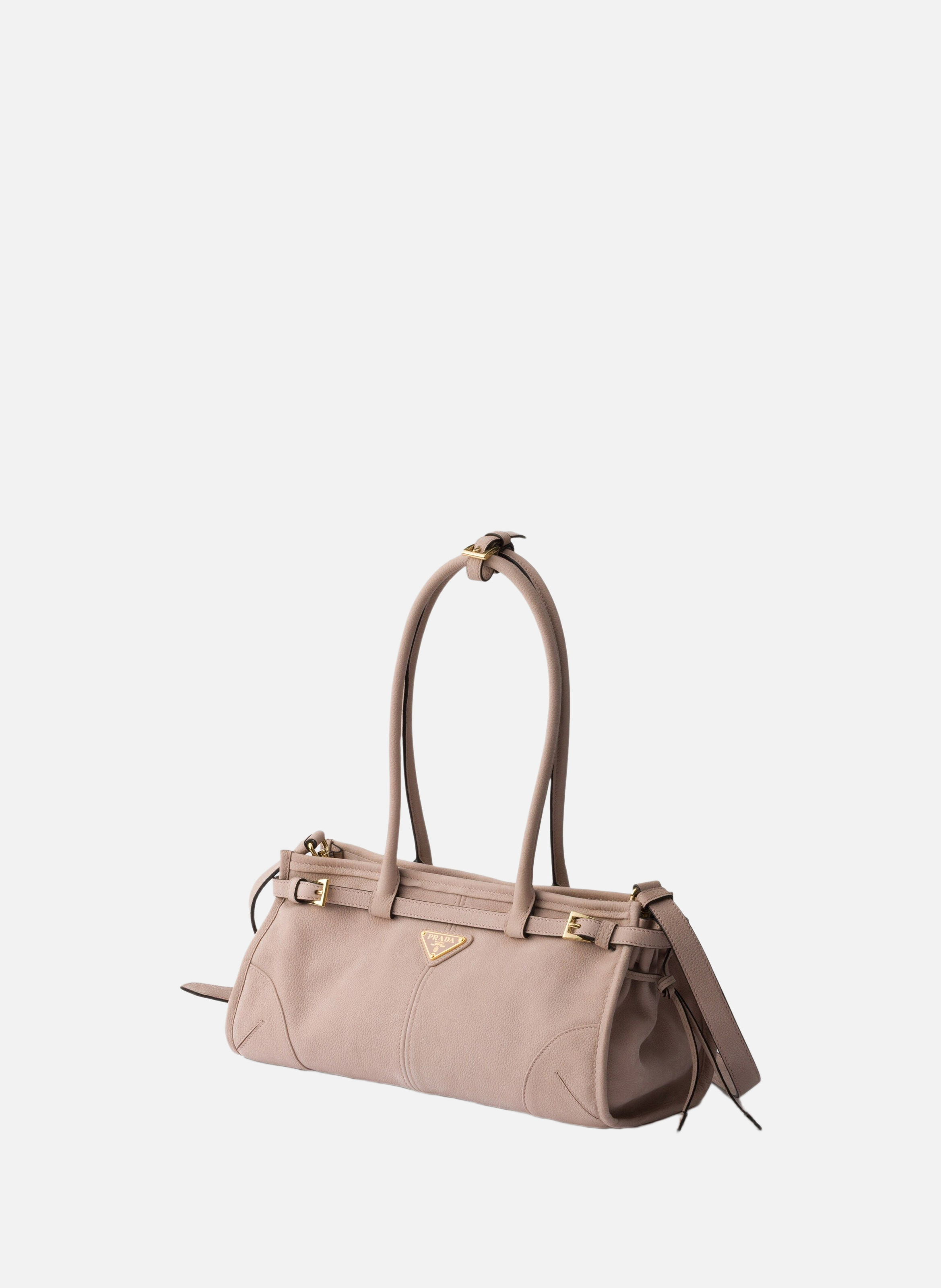 Sac à main prada bonnie en cuir nubuck de taille m PRADA Rose