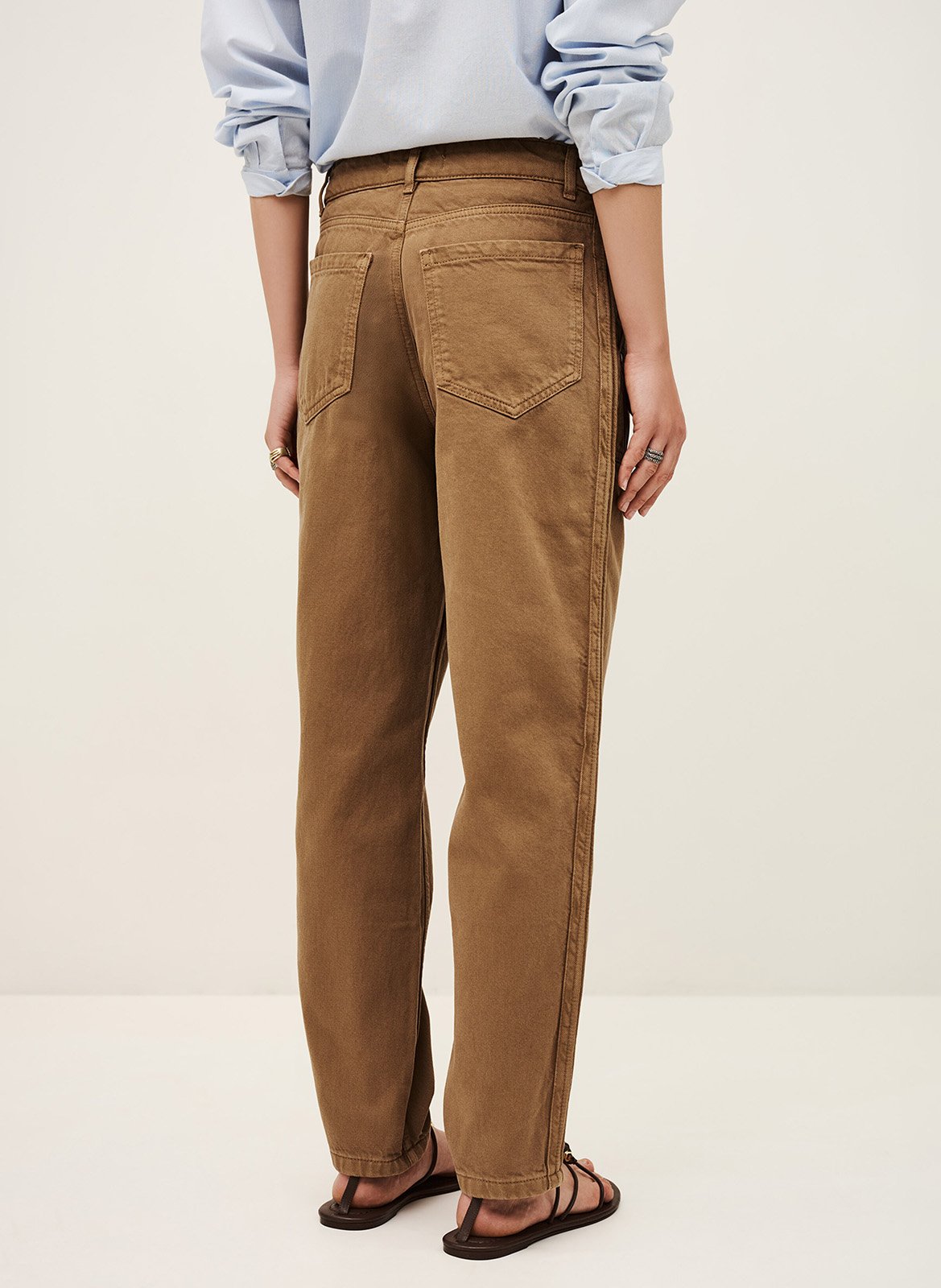 Pantalon droit en coton mélangé cali Marron