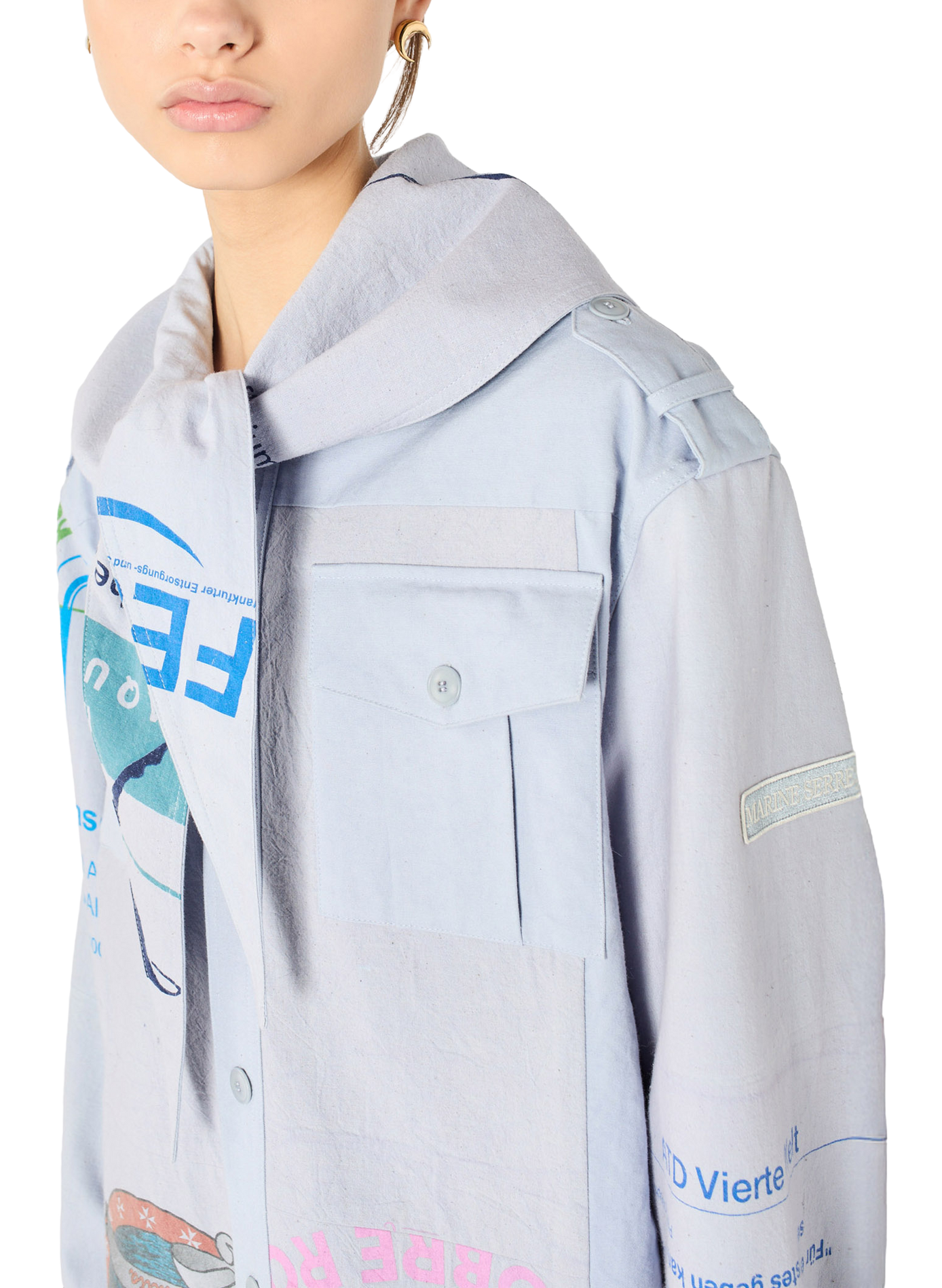 Chemise manches longues upcyclée à partir de tote bags scout | Vert MARINE SERRE Homme