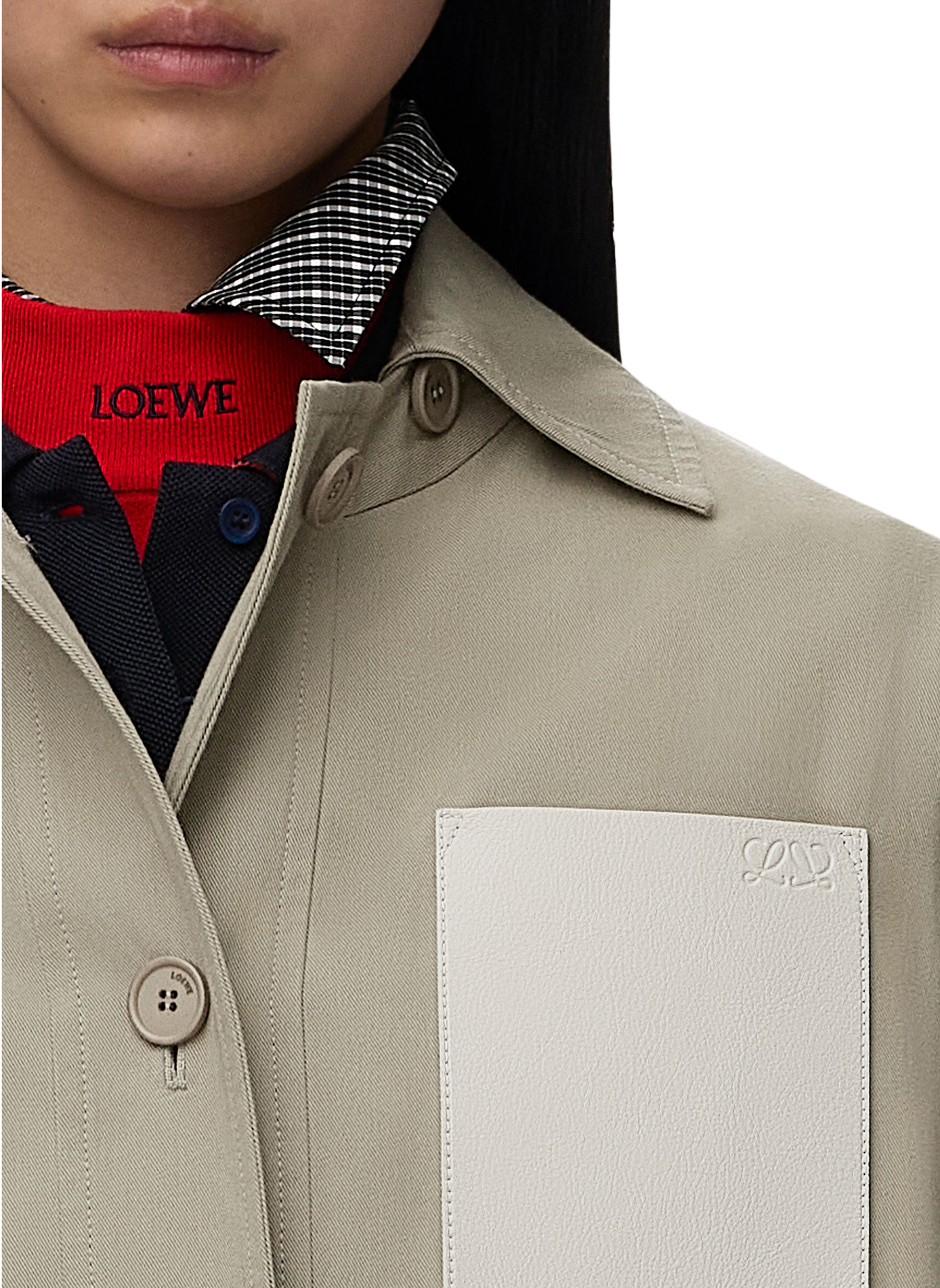 Veste utilitaire en coton et poche en cuir LOEWE Vert