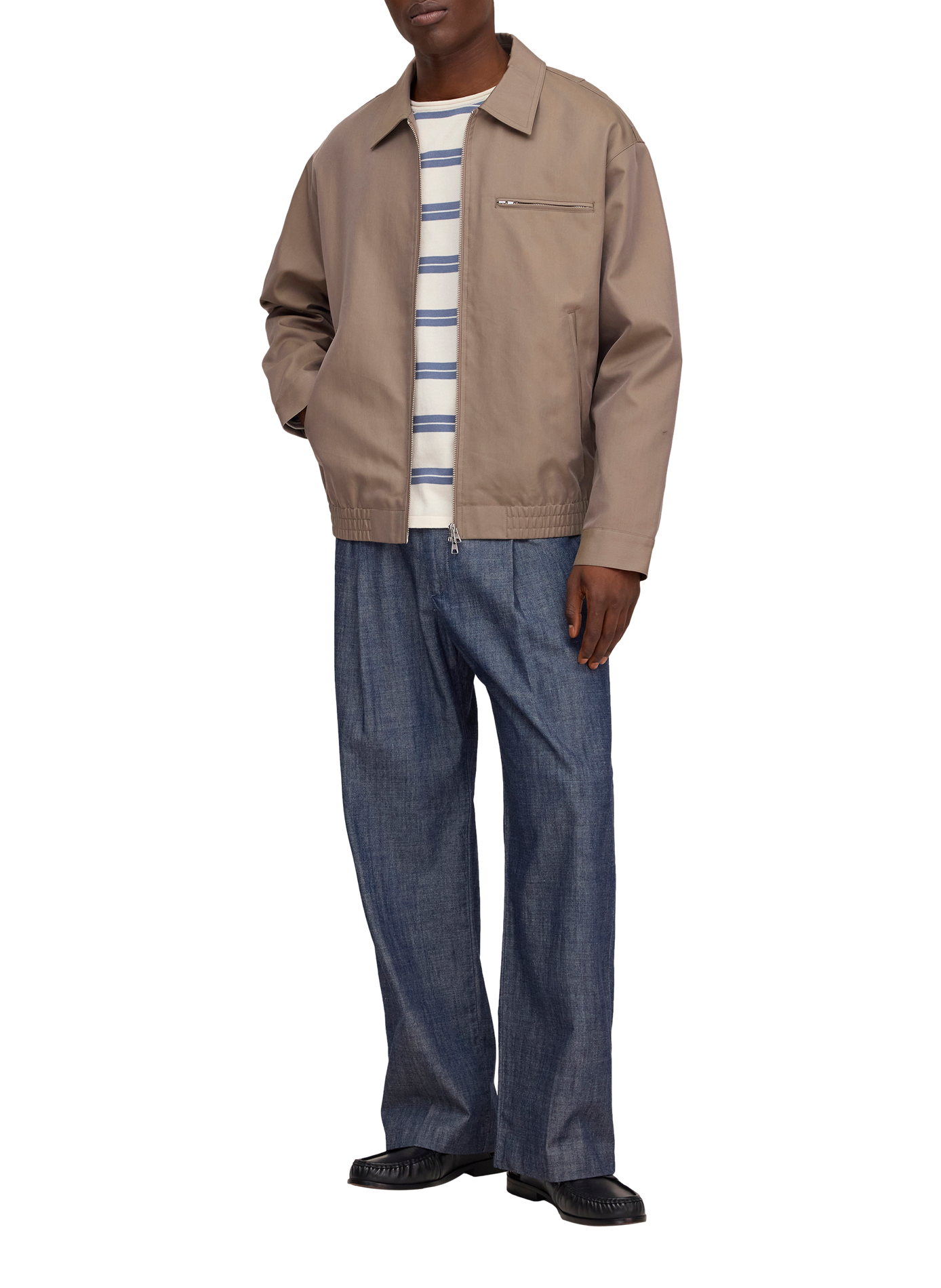 Solid jacket with elastic hem in blended cotton. NN.07 Brown