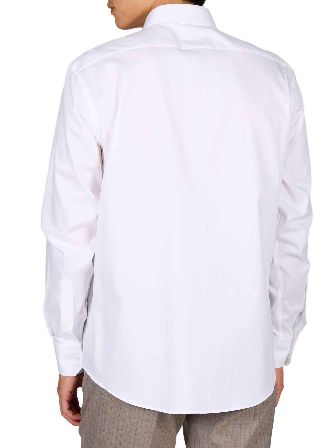 Chemise manches longues en ratière de coton BOSS Blanc