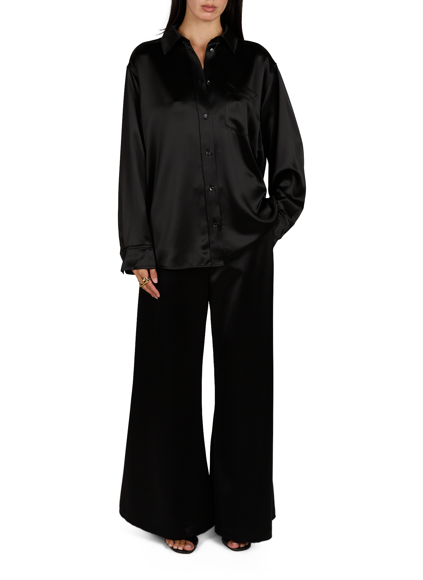 Satin long-sleeved shirt Audrey BY MALENE BIRGER Black