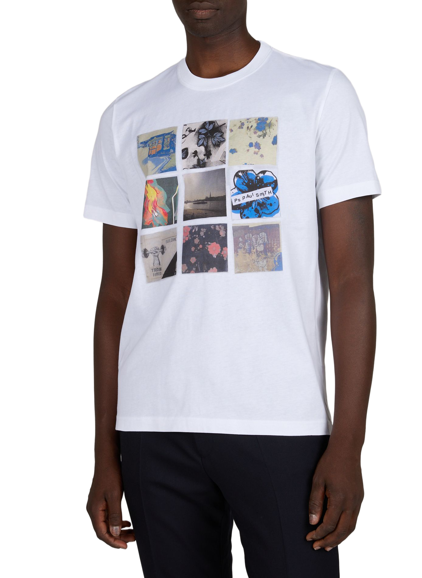 Tee-shirt droit col rond imprimé en coton PAUL SMITH Blanc