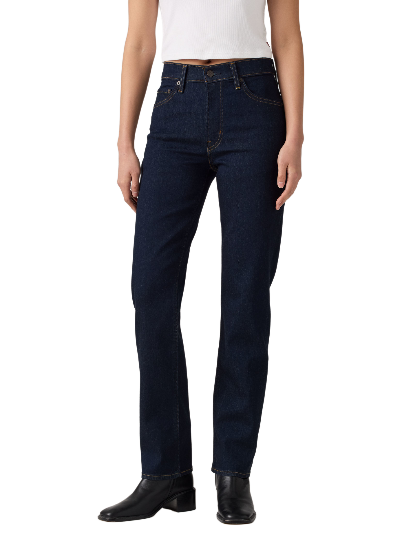 Slim jeans 722 met hoge taille van gemengd katoen LEVI'S Blauw