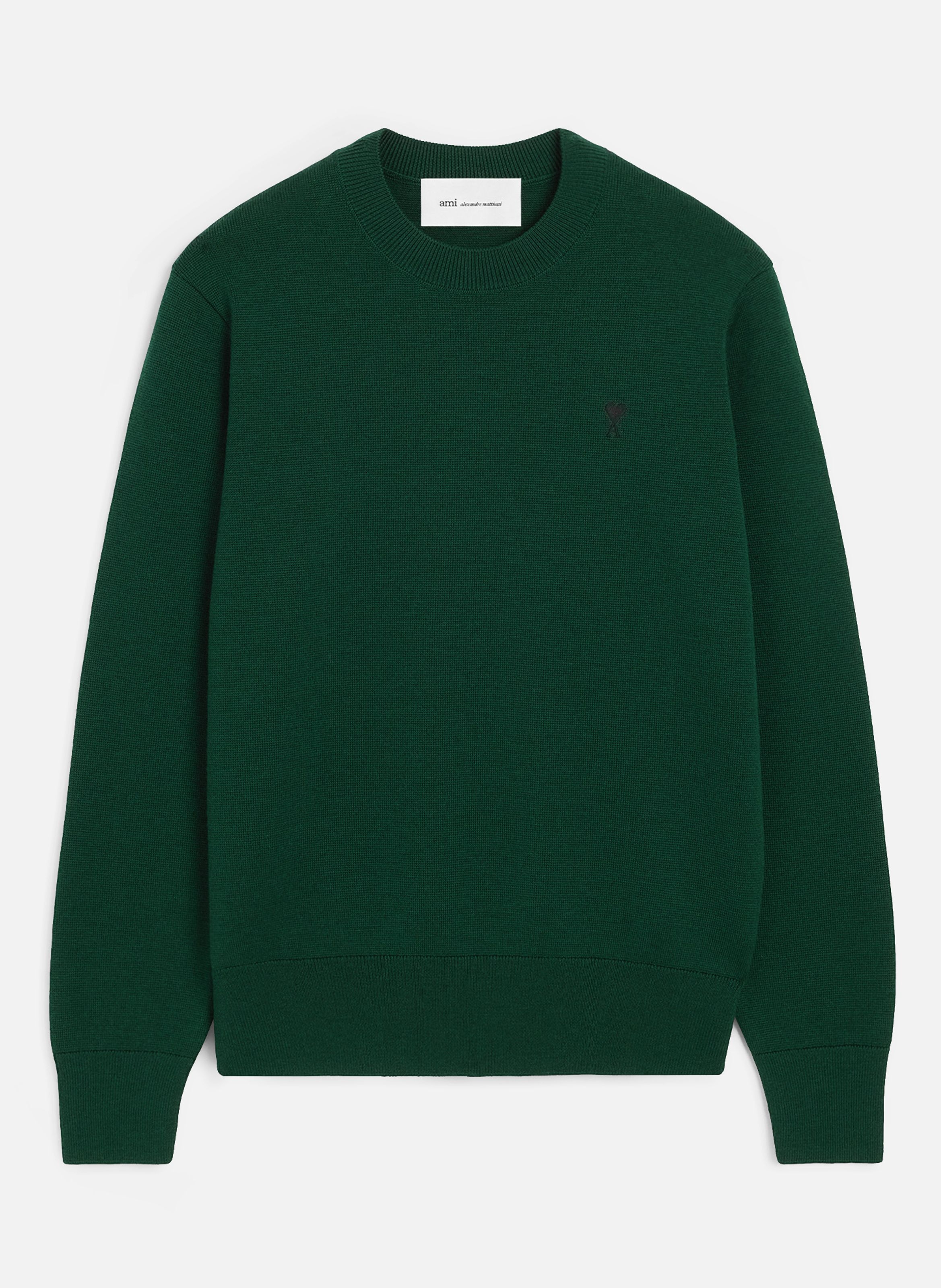 Pull col rond ami de coeur en laine AMI PARIS Vert
