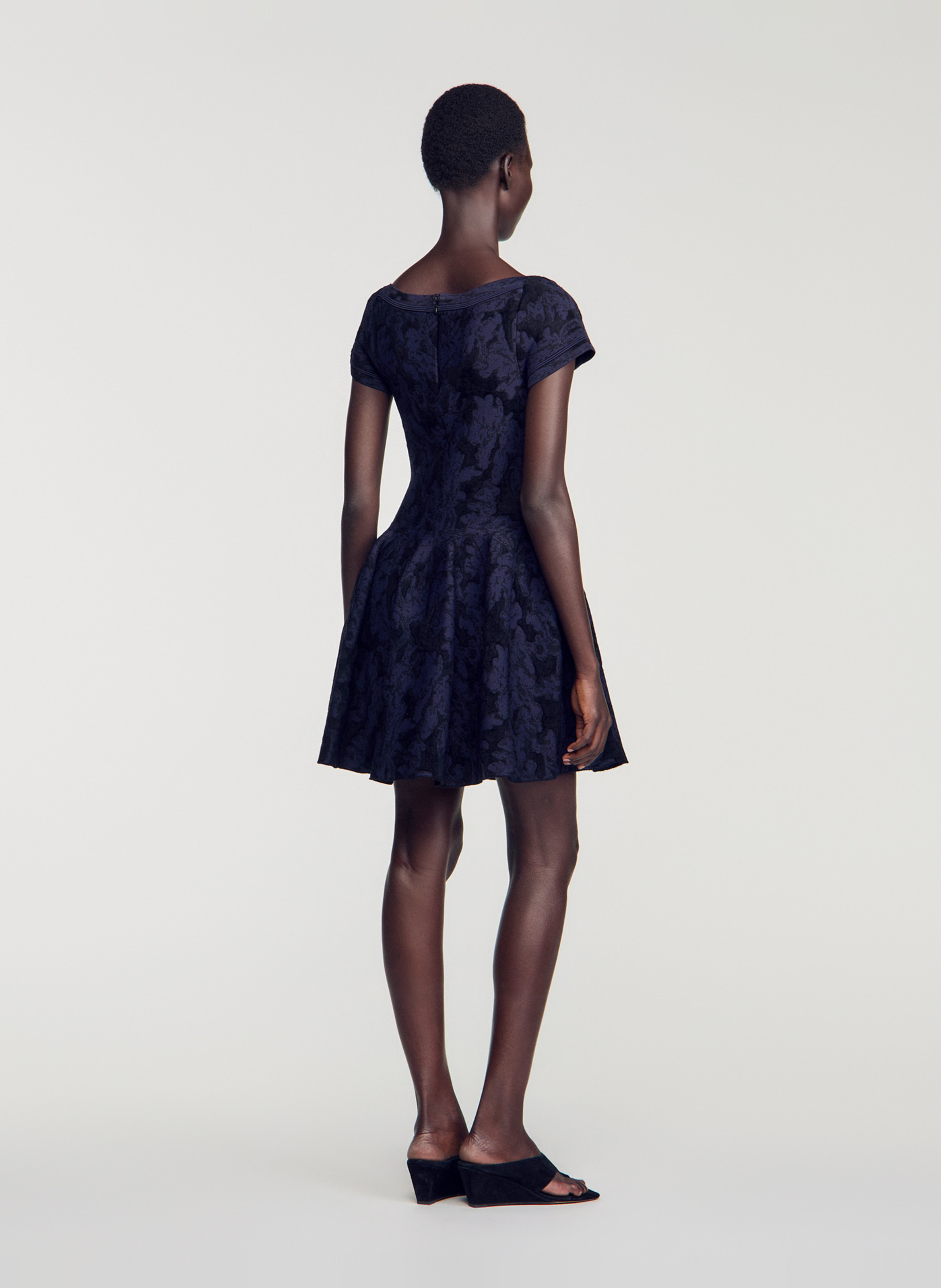 Robe courte évasée imprimée SANDRO Bleu
