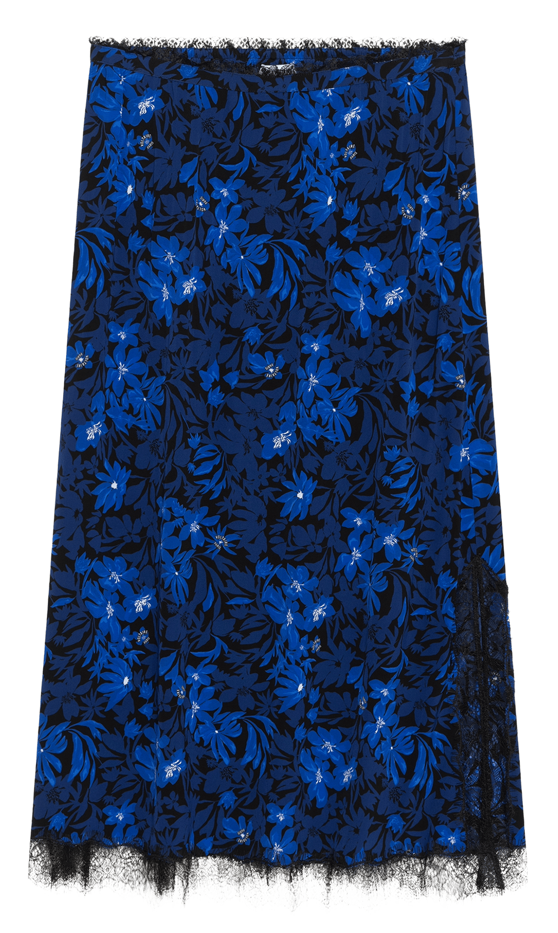 Jupe midi imprimée avec dentelle jarvis ZADIG&VOLTAIRE Bleu